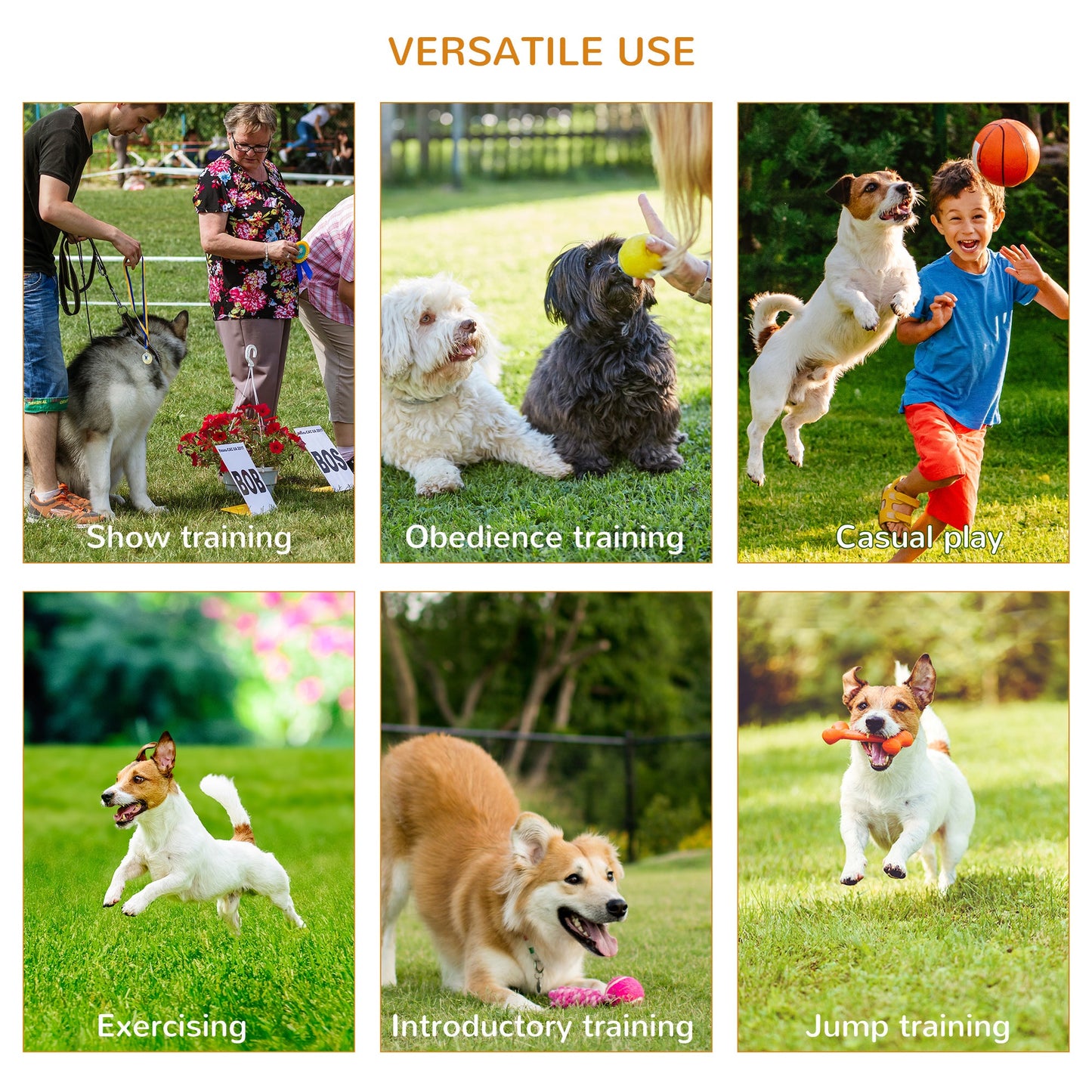 4PCs Portable Pet Agility Training Obstacle Set for Dogs w/ Adjustable Weave Pole, Jumping Ring, Adjustable High Jump, Tunnel and Carrying Bag