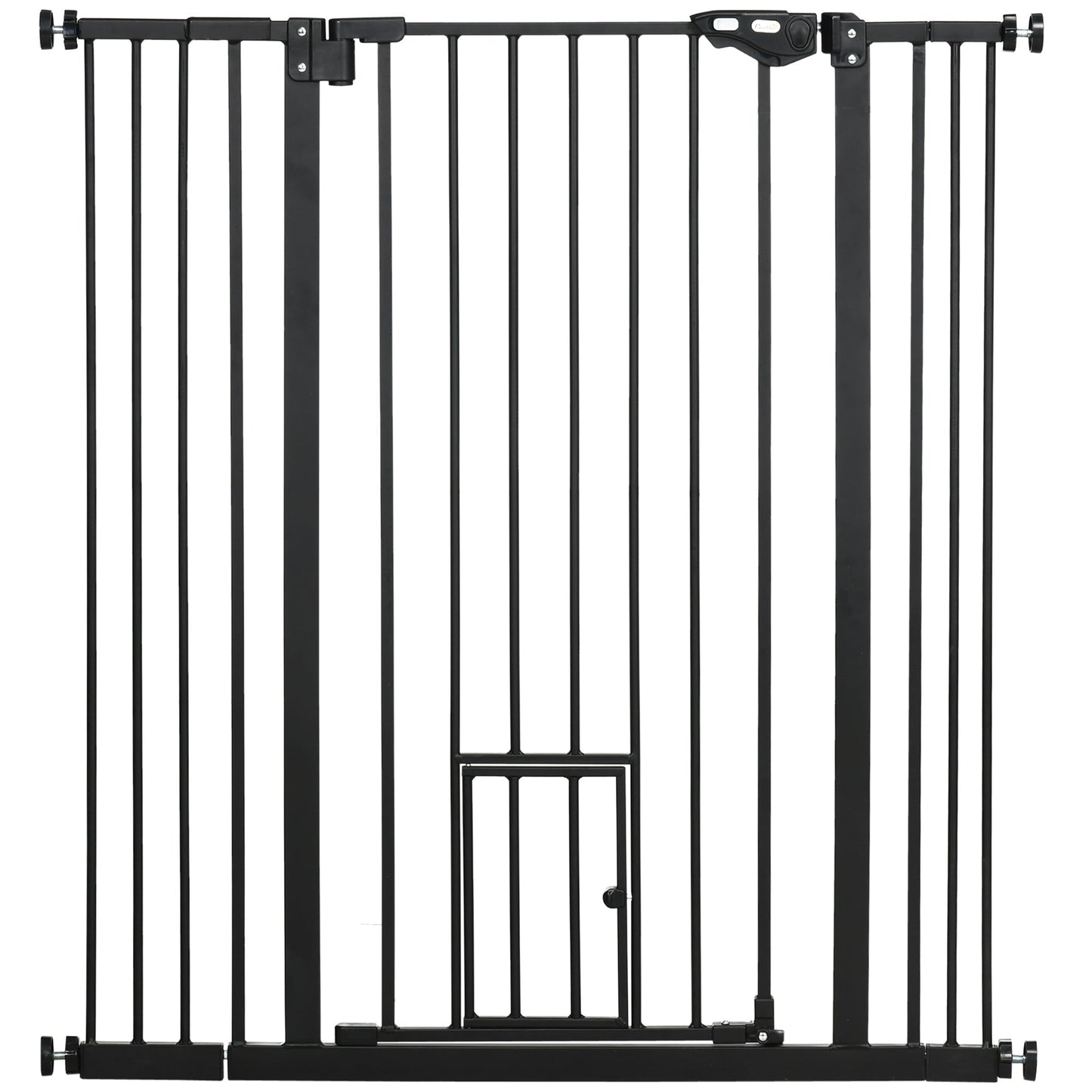 41"H Dog Gate with Cat Door, Pet Gate with Small Door, Easy Open Indoor Dog Gates for Doorways, House, Stair, 29"-40" Long, Black