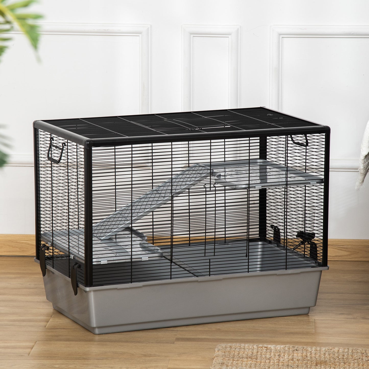 3-tier Hamster Cage, Guinea Pig Cage, Pet Chinchillas Play House Indoor with Accessories Food Dish Water Bottle, Ramps, 31.5"x19"x23", Grey
