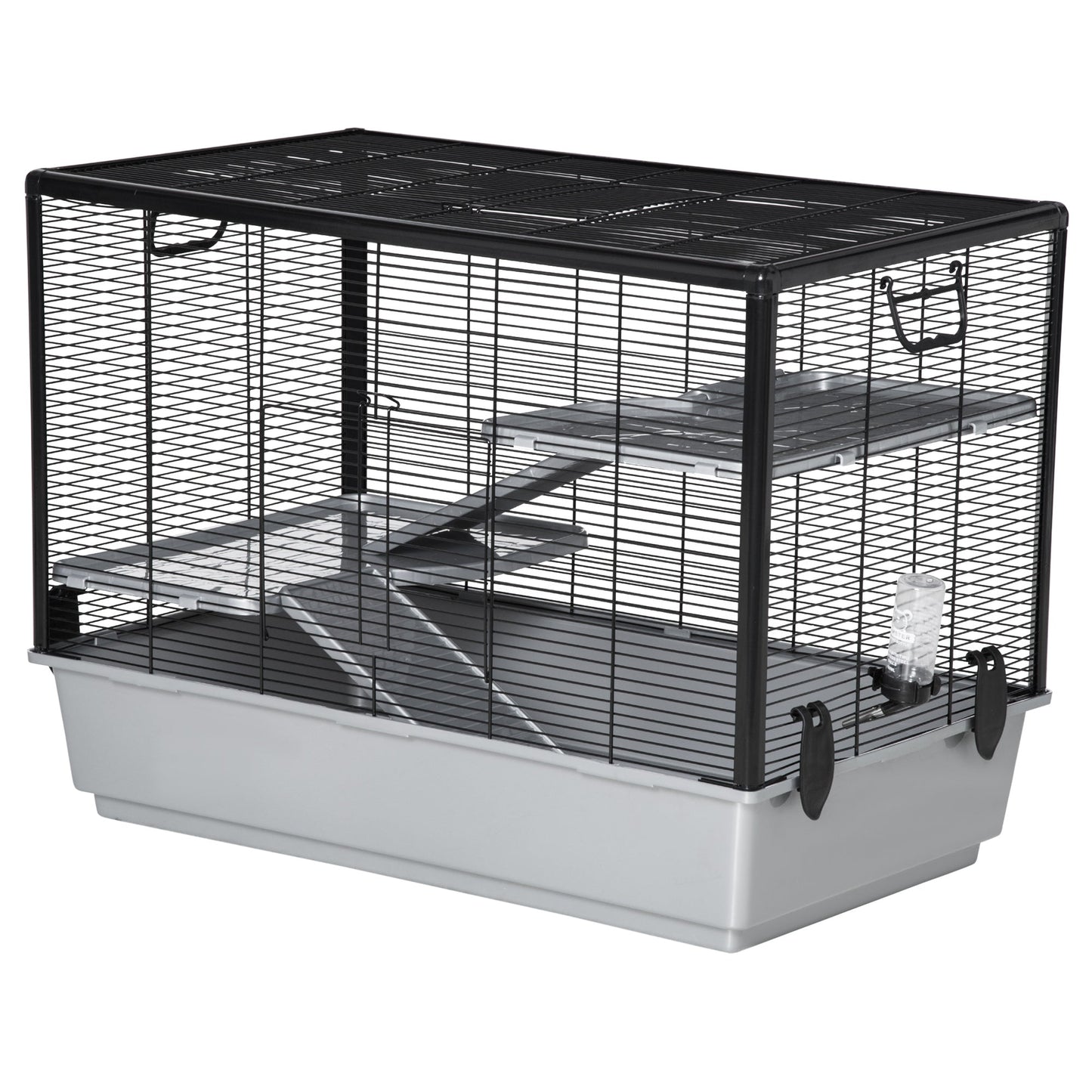3-tier Hamster Cage, Guinea Pig Cage, Pet Chinchillas Play House Indoor with Accessories Food Dish Water Bottle, Ramps, 31.5"x19"x23", Grey