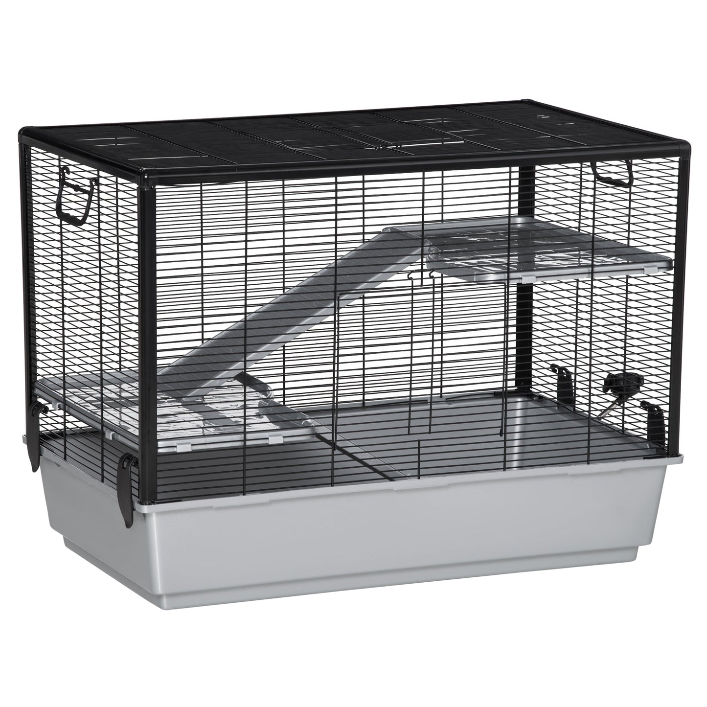 3-tier Hamster Cage, Guinea Pig Cage, Pet Chinchillas Play House Indoor with Accessories Food Dish Water Bottle, Ramps, 31.5"x19"x23", Grey