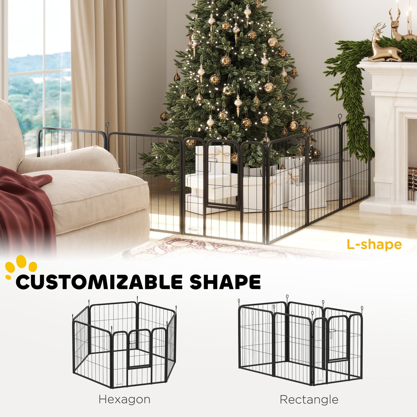 6 Panels Dog Playpen, 22"W x 24"H Heavy Duty Pet Fence with Door & Strap for Indoor Outdoor Backyard Garden, Portable & Foldable Puppy Pet Pen for Small Dogs