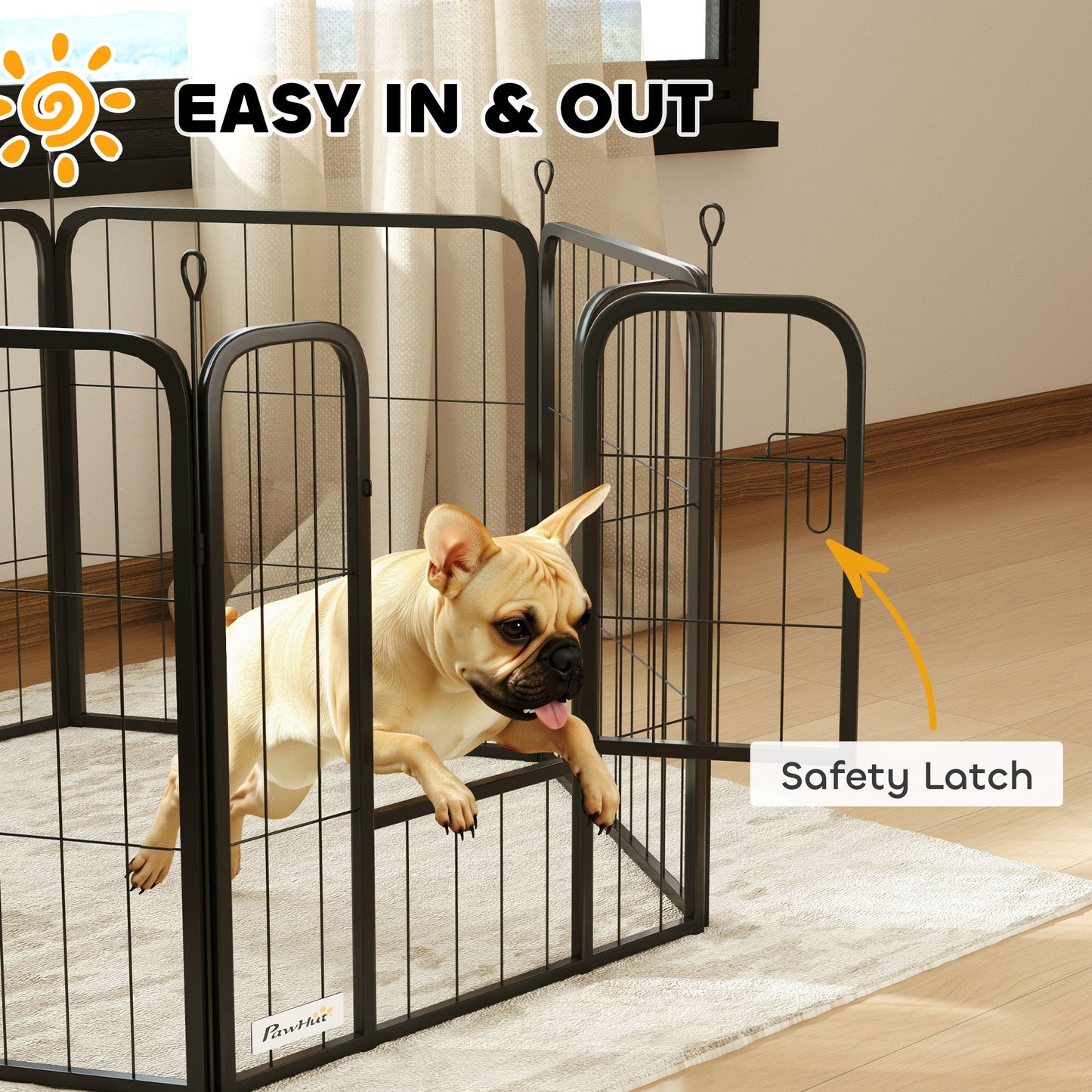 6 Panels Dog Playpen, 22"W x 24"H Heavy Duty Pet Fence with Door & Strap for Indoor Outdoor Backyard Garden, Portable & Foldable Puppy Pet Pen for Small Dogs