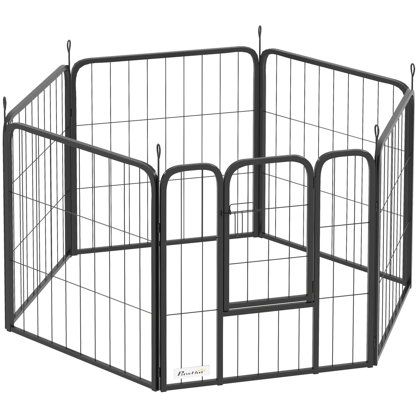 6 Panels Dog Playpen, 22"W x 24"H Heavy Duty Pet Fence with Door & Strap for Indoor Outdoor Backyard Garden, Portable & Foldable Puppy Pet Pen for Small Dogs