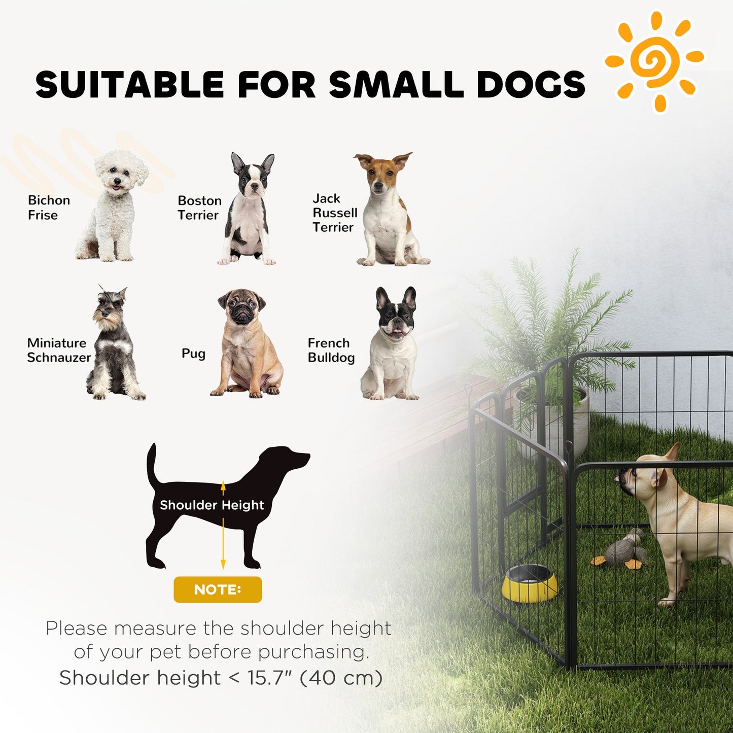 6 Panels Dog Playpen, 22"W x 24"H Heavy Duty Pet Fence with Door & Strap for Indoor Outdoor Backyard Garden, Portable & Foldable Puppy Pet Pen for Small Dogs