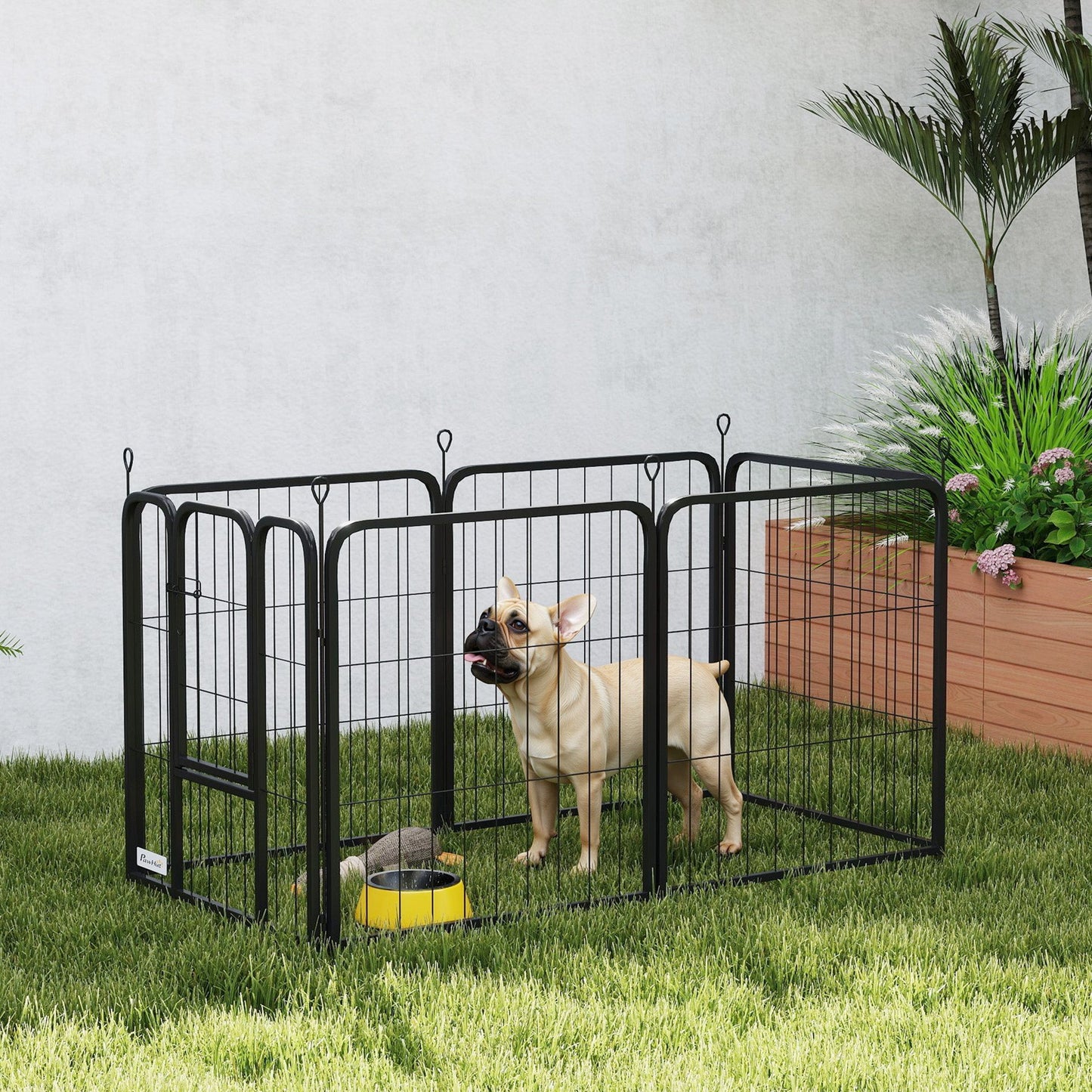 6 Panels Dog Playpen, 22"W x 24"H Heavy Duty Pet Fence with Door & Strap for Indoor Outdoor Backyard Garden, Portable & Foldable Puppy Pet Pen for Small Dogs