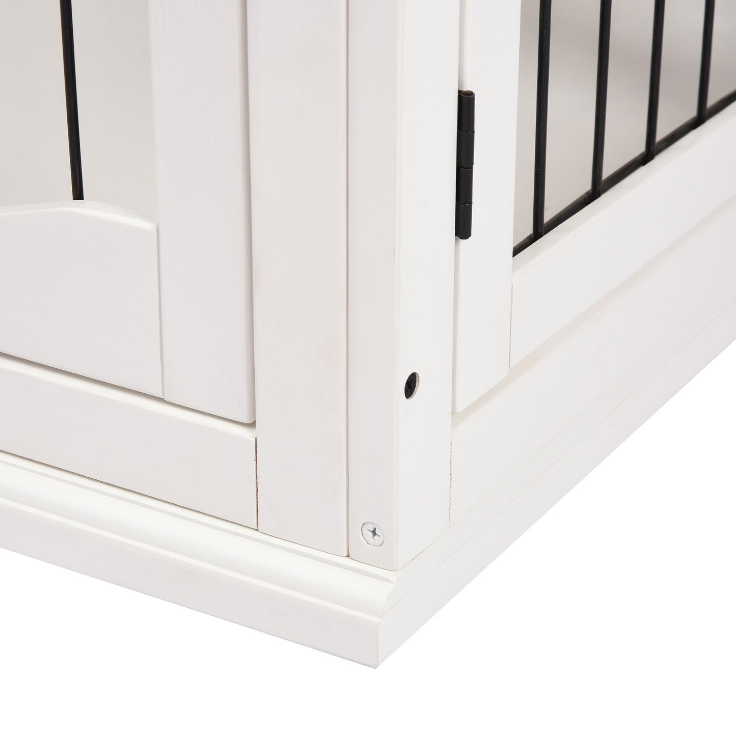 32" Wooden Dog Crate Furniture Dog Cage, Modern Side Table Pet Kennel with Double Lockable Door, 32" L x 23" W x 26" H, White