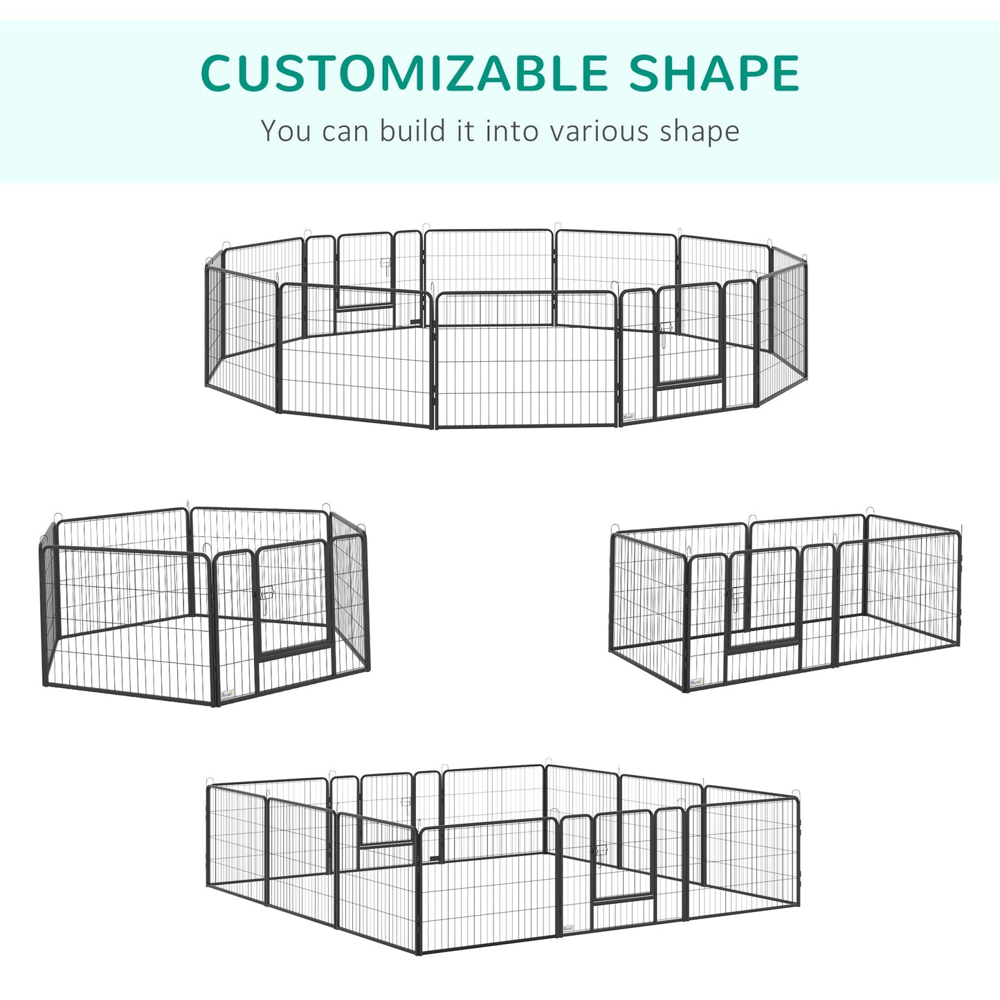 Dog Playpen, Wide 31.5"W Heavy-Duty Metal Puppy Play Pen, Pet Exercise Fences for Outside and Indoor, DIY Design with Door for Small Dogs, 12 Panels, 23.5"H