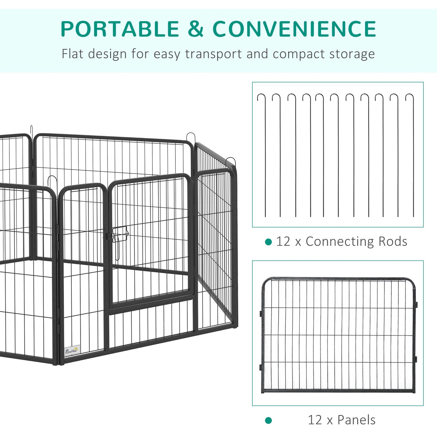 Dog Playpen, Wide 31.5"W Heavy-Duty Metal Puppy Play Pen, Pet Exercise Fences for Outside and Indoor, DIY Design with Door for Small Dogs, 12 Panels, 23.5"H