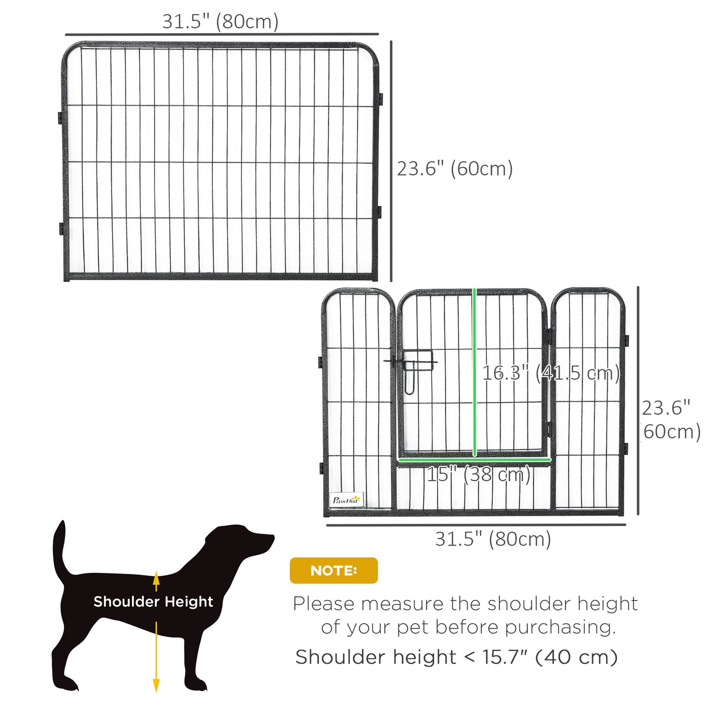 Dog Playpen, Wide 31.5"W Heavy-Duty Metal Puppy Play Pen, Pet Exercise Fences for Outside and Indoor, DIY Design with Door for Small Dogs, 12 Panels, 23.5"H