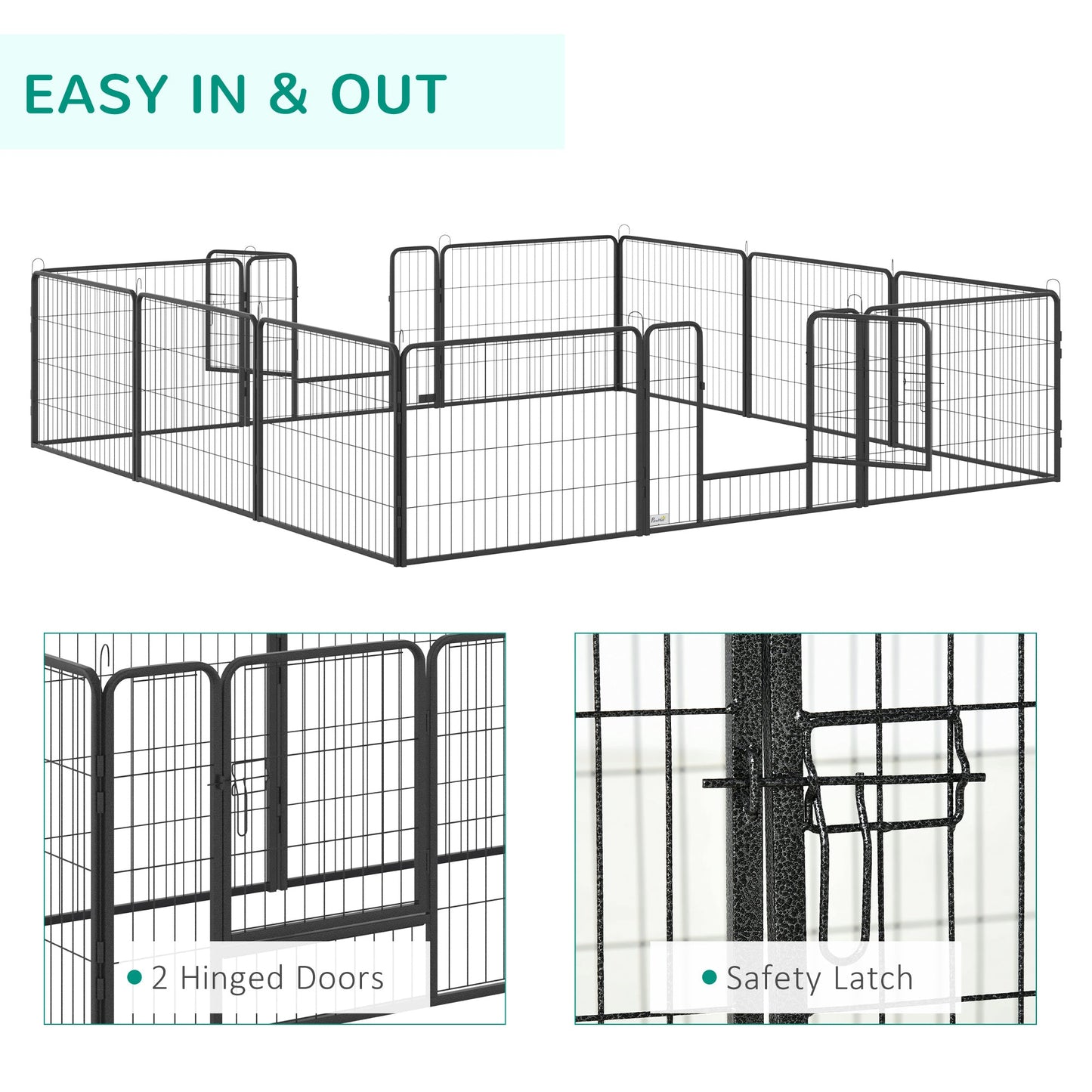 Dog Playpen, Wide 31.5"W Heavy-Duty Metal Puppy Play Pen, Pet Exercise Fences for Outside and Indoor, DIY Design with Door for Small Dogs, 12 Panels, 23.5"H