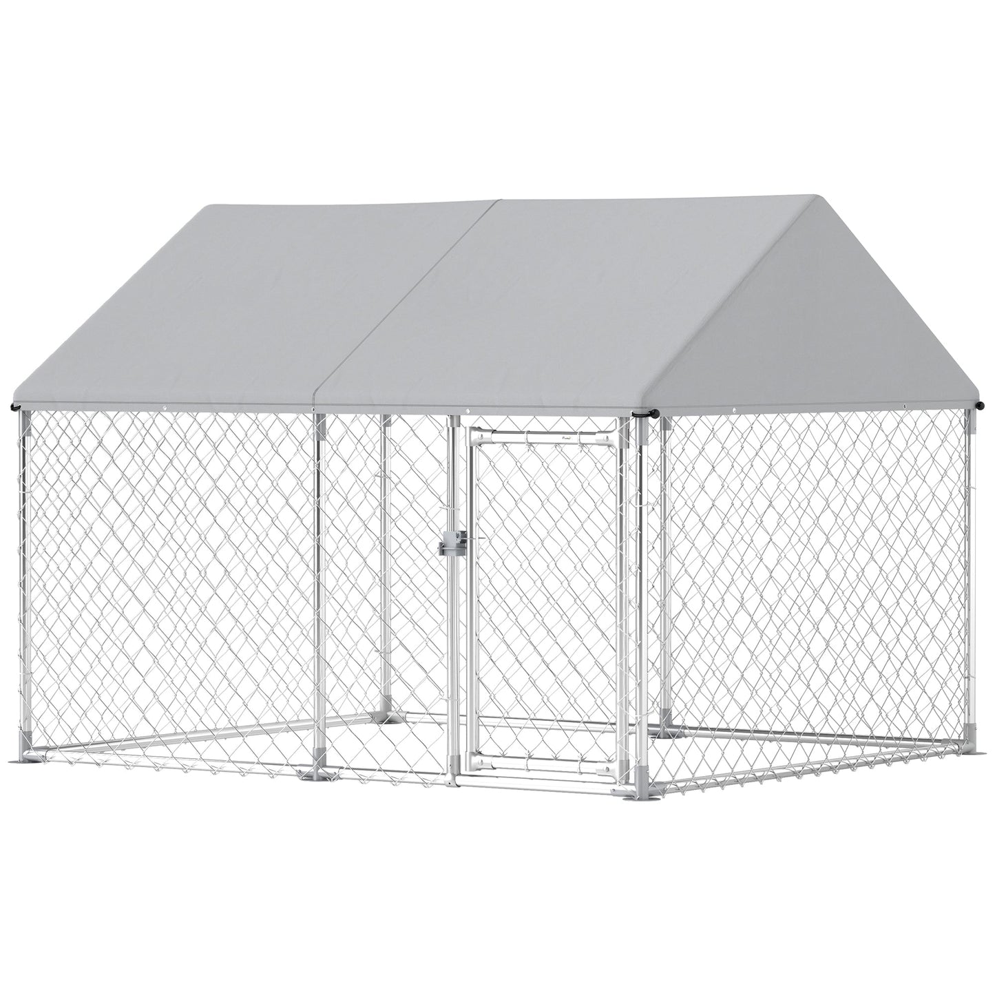 Outdoor Dog Kennel with Roof, Heavy Duty Galvanized Steel Dog Run Chain Link w/ Waterproof UV-Resistant Cover, Safety Lockable Latch System, 2.1' x 1.8' x 1.6'