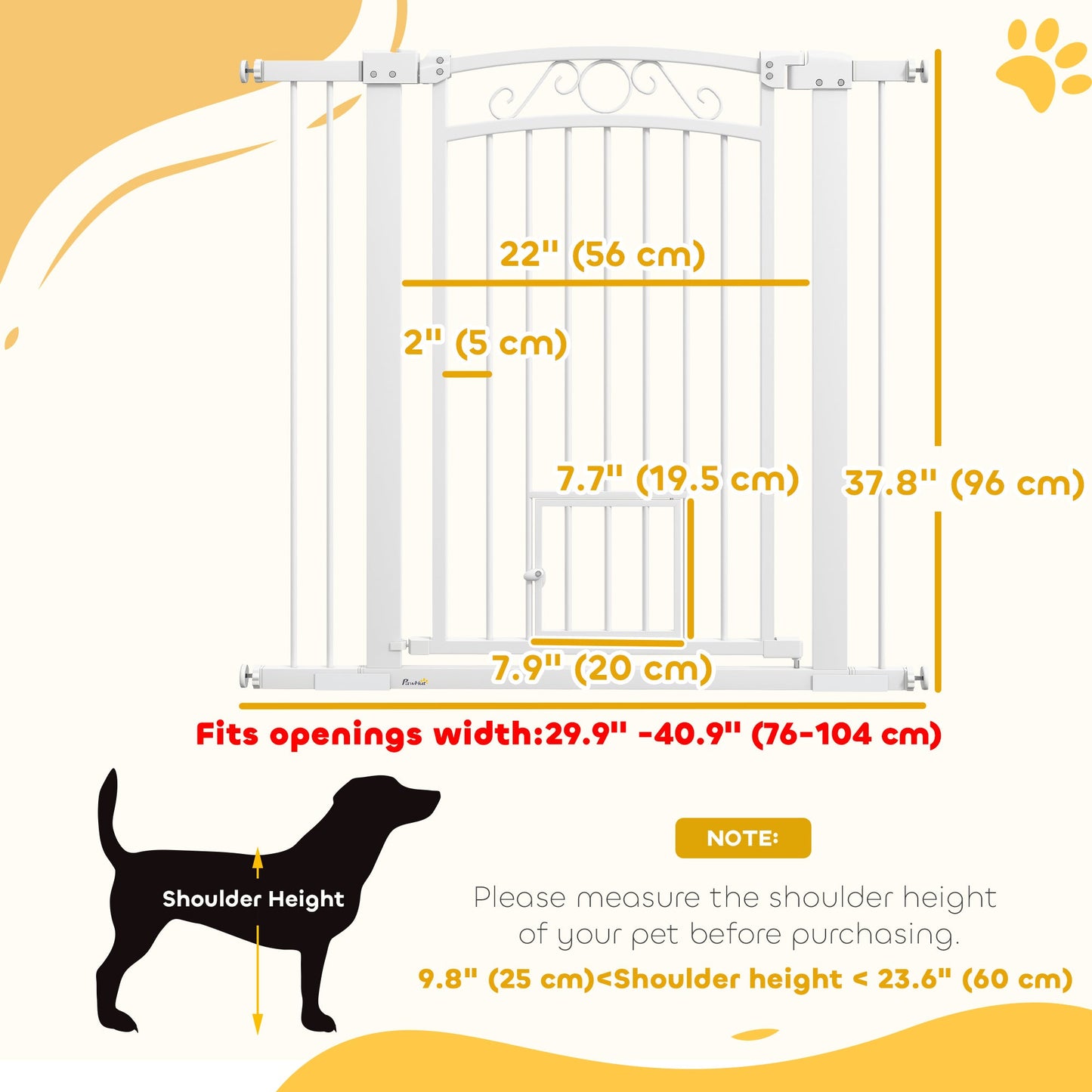 Dog Gate, Walk Through Pet Gate with Small Pet Door, Auto Close, for Doorways, House, Stair, 2 Extension Kits, Pressure Mount Kit, 30"-41" W x 38" H