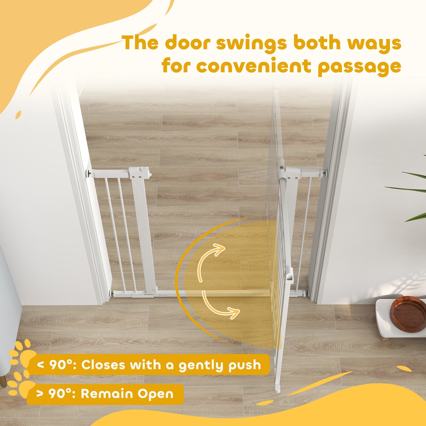 Dog Gate, Walk Through Pet Gate with Small Pet Door, Auto Close, for Doorways, House, Stair, 2 Extension Kits, Pressure Mount Kit, 30"-41" W x 38" H