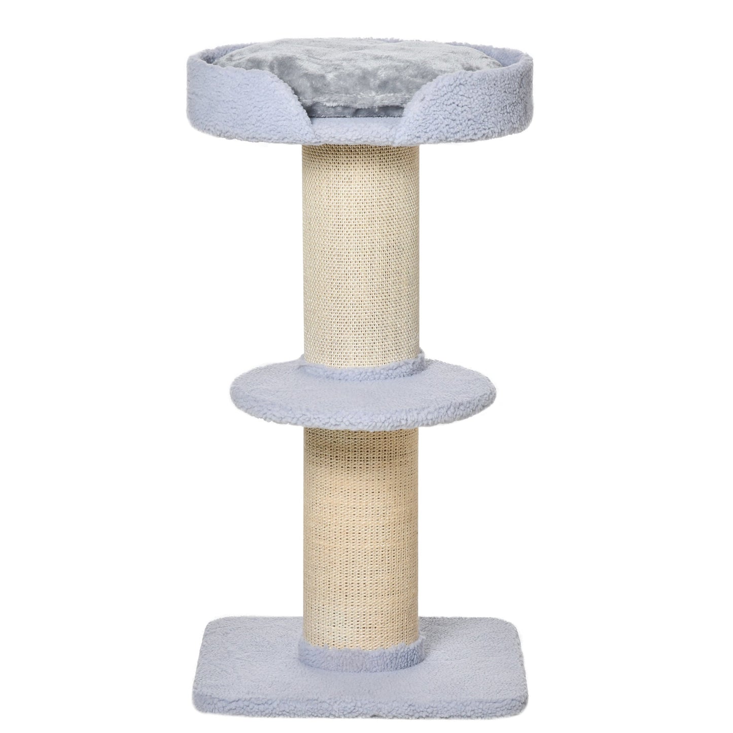 36"H Large Cat Scratching Post for Indoor Cats, Bold Cat Tree Multi-Level Kitty Tower with Sisal Mat Scratch Rope, Cat Bed, Removable Cushion, Perch, Light Blue