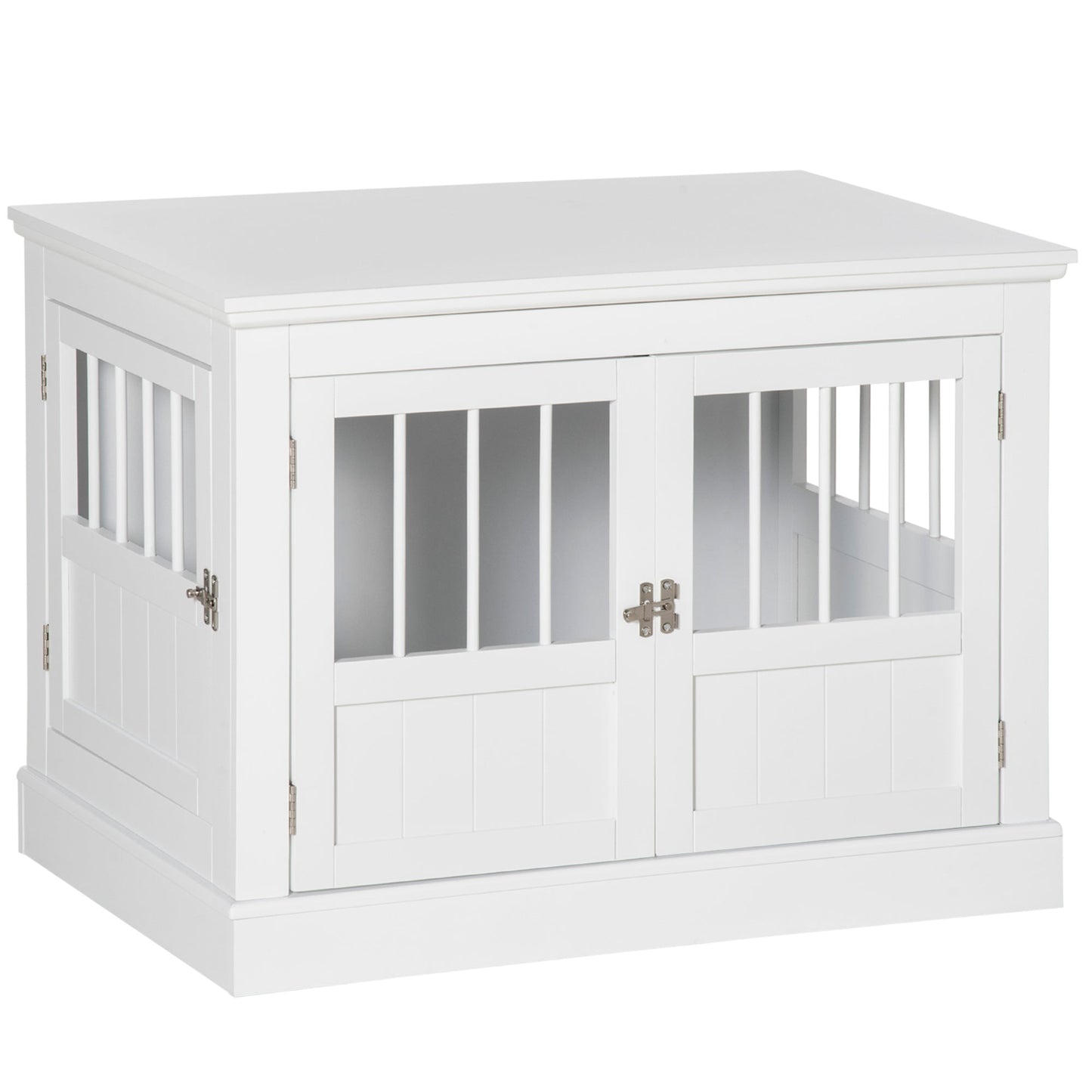 Dog Crate Furniture, 31" Dog Kennel Side End Table with Three Doors, Indoor Dog Cage for Small Dogs, White