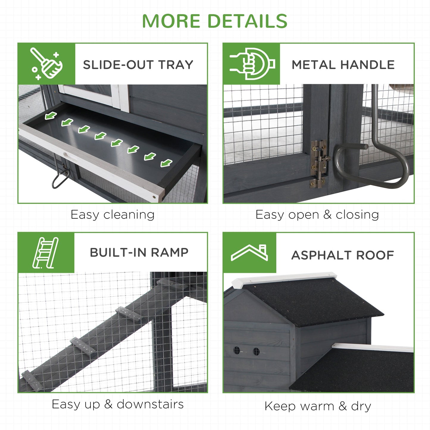 84" Chicken Coop Wooden Hen House Rabbit Hutch Poultry Cage Pen Outdoor Backyard with Nesting Box and Run, Grey