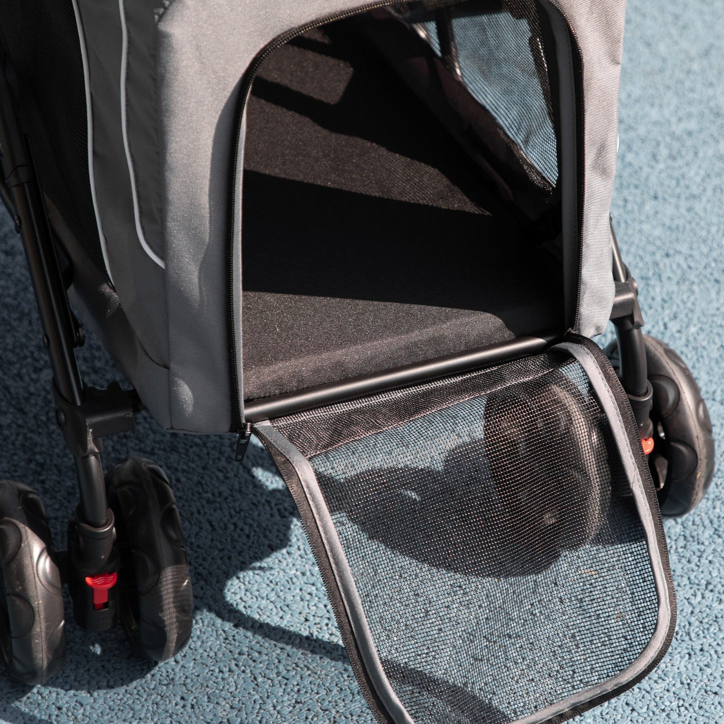 3-in-1 Double Pet Stroller for Small Miniature Dogs Cats with Removable Carrier, Foldable Travel Carrier Bag, Car Seat, Grey