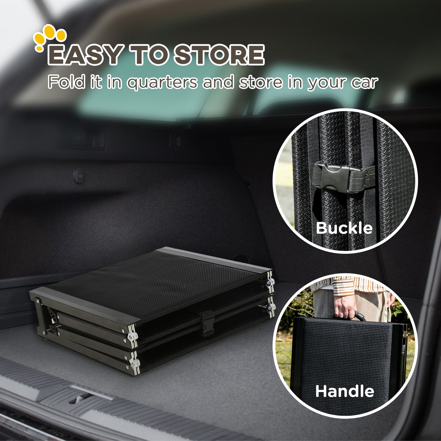 Folding Pet Ramp, 62 Inch Lightweight Portable Dog Ramp for Extra Large Dogs, Non-Slip Surface for Cars, Trucks and SUVs, Black