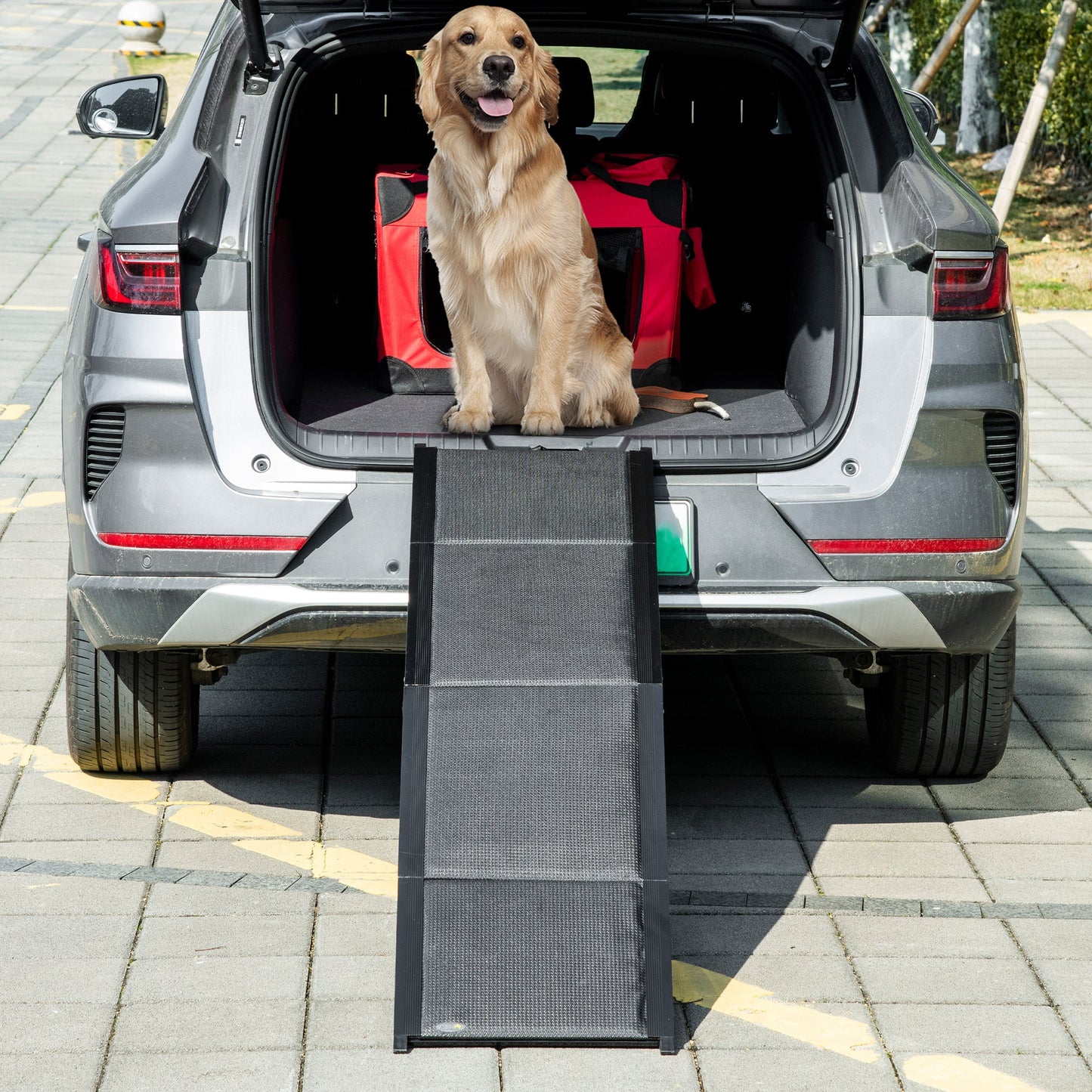 Folding Pet Ramp, 62 Inch Lightweight Portable Dog Ramp for Extra Large Dogs, Non-Slip Surface for Cars, Trucks and SUVs, Black