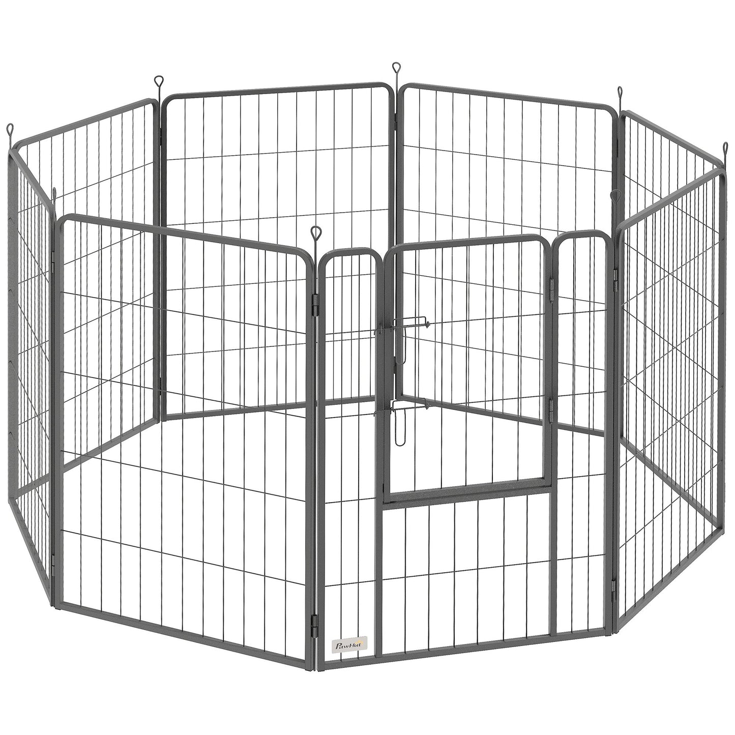8 Panels Dog Playpen, 27"W x 39.5"H Heavy Duty Pet Fence with Door & Strap for Indoor Outdoor Backyard Garden, Portable & Foldable Puppy Pet Pen for Large Dogs