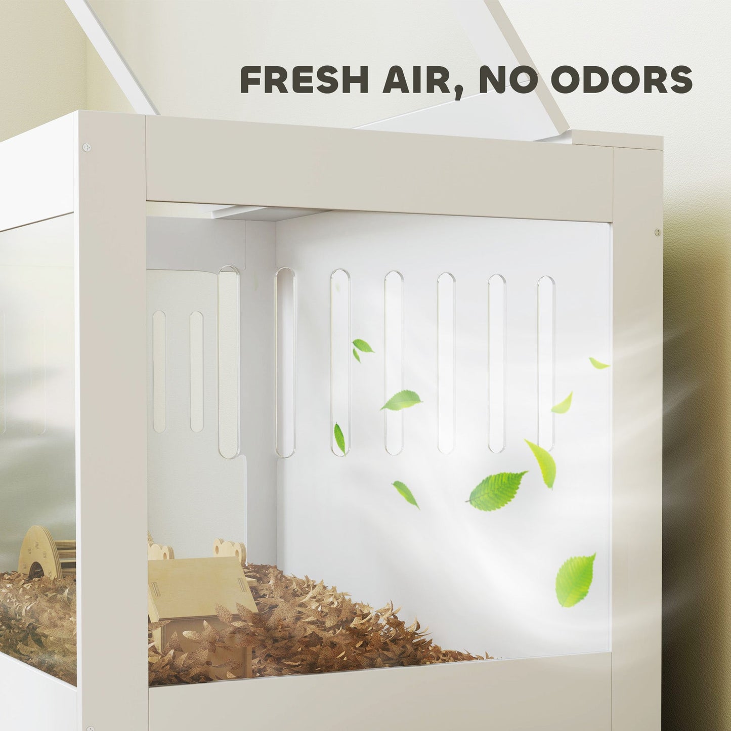 Hamster Cage, 31.5"L Transparent Acrylic Small Animal Habitat with Openable Top, Exercise Play House with Hut, Seesaw, Ladder for Dwarf Hamster, Gerbil, White