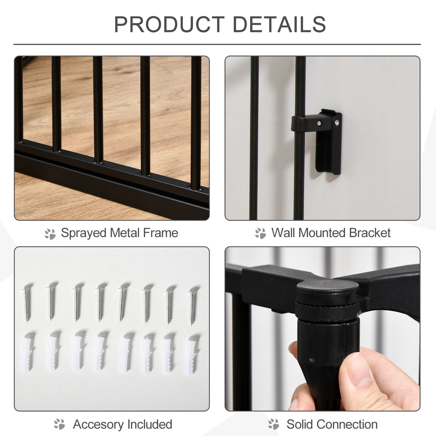 Dog Playpen Indoor, Foldable Pet Fence Puppy Pen for Small Medium Dogs with Door, 5 Panels, 29 Inch Tall, for Stairway, Doorway, Hallway, Black