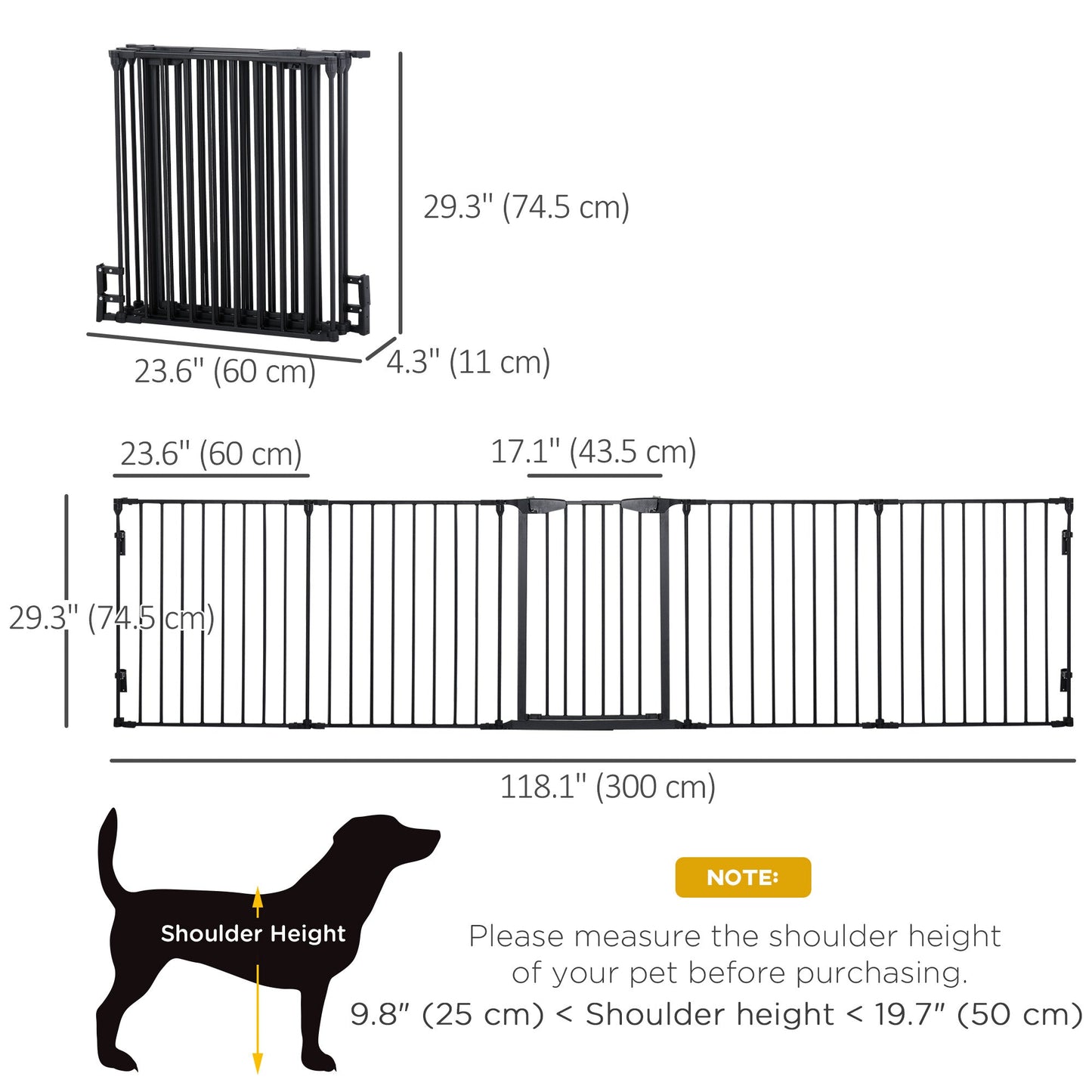 Dog Playpen Indoor, Foldable Pet Fence Puppy Pen for Small Medium Dogs with Door, 5 Panels, 29 Inch Tall, for Stairway, Doorway, Hallway, Black