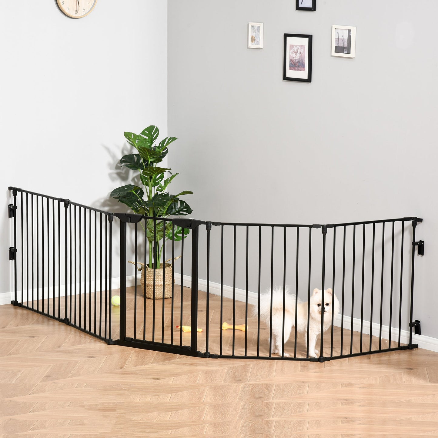 Dog Playpen Indoor, Foldable Pet Fence Puppy Pen for Small Medium Dogs with Door, 5 Panels, 29 Inch Tall, for Stairway, Doorway, Hallway, Black