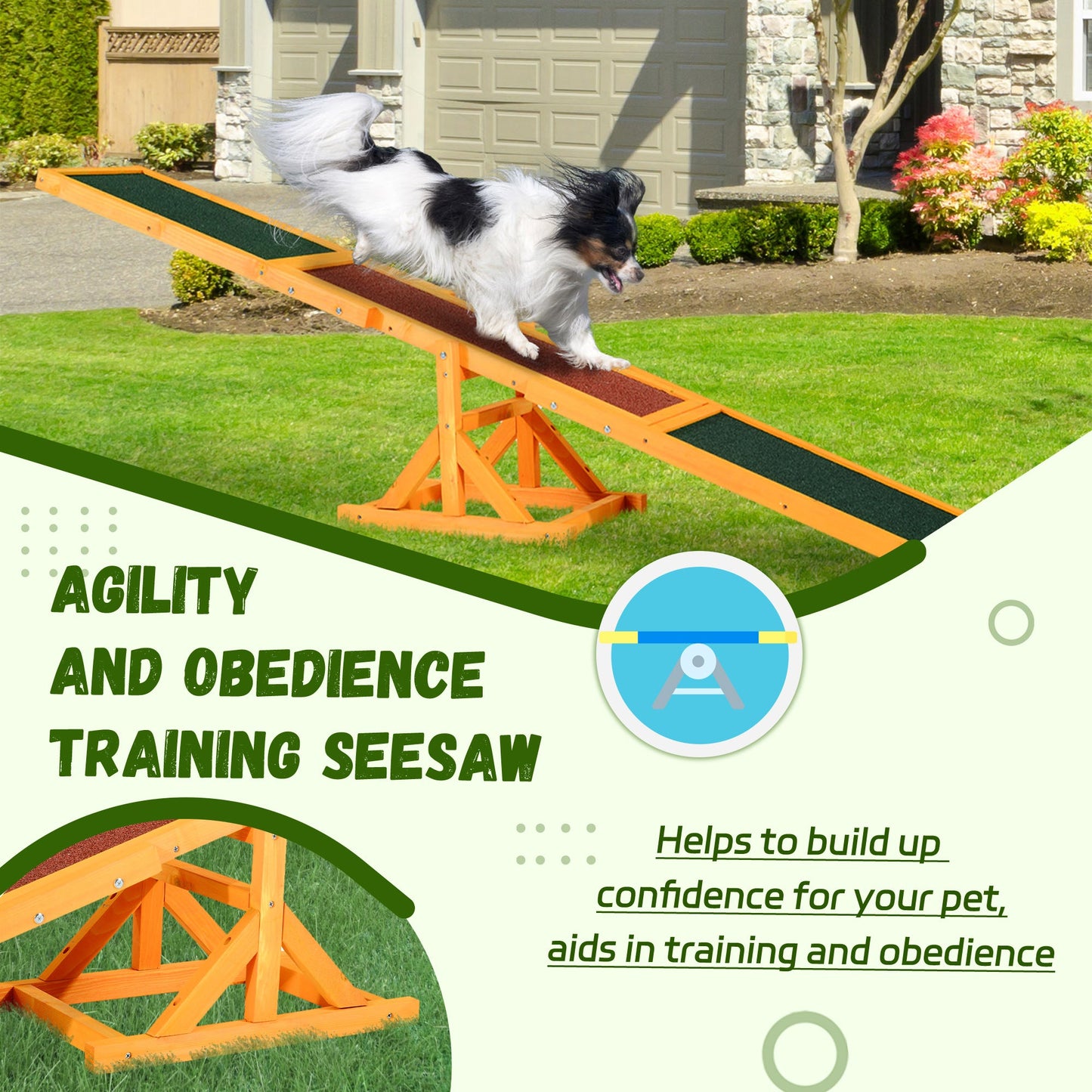 Wood Pet Seesaw Platform Dog Agility Training Equipment Run Game Toy Weather Resistant Pet Supplies Natural