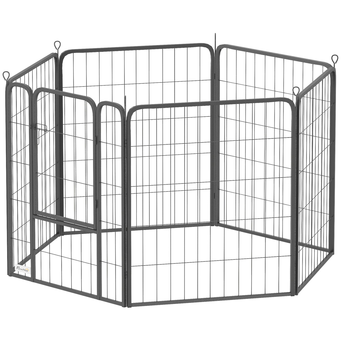 6 Panels Dog Playpen, 27"W x 31.5"H Heavy Duty Pet Fence with Door & Strap for Indoor Outdoor Backyard Garden, Portable & Foldable Puppy Pet Pen for Medium Dogs