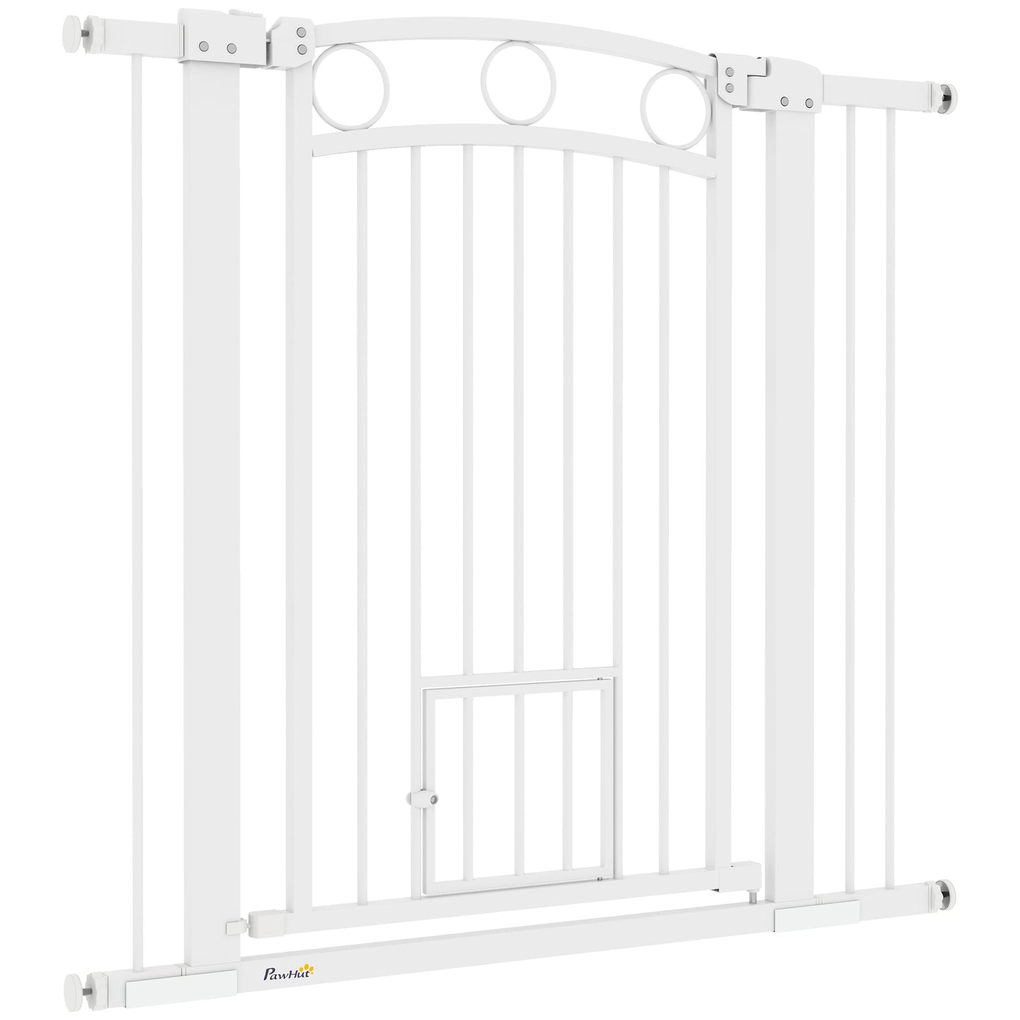 Dog Gate, 38" Extra Tall Pet Gate with Cat Door, Includes 2.8" and 5.5" Extension Kits, Pressure Mounted Stair Gate for Doorways, Hallways, Stairways, 30"-41" Width