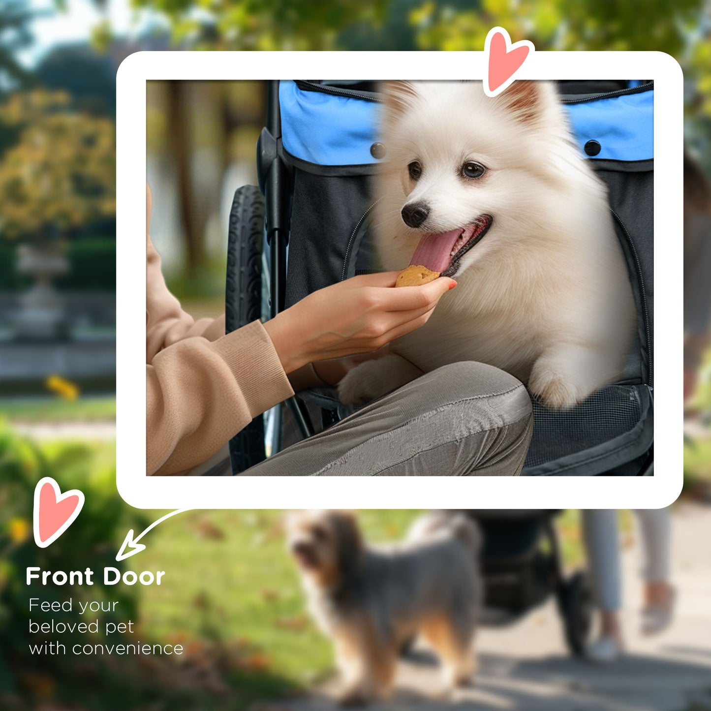 Pet Stroller for Small and Medium Dogs, 3 Big Wheels Cat Stroller Travel Folding Carrier with Adjustable Canopy, Safety Tether, Storage Basket, Blue