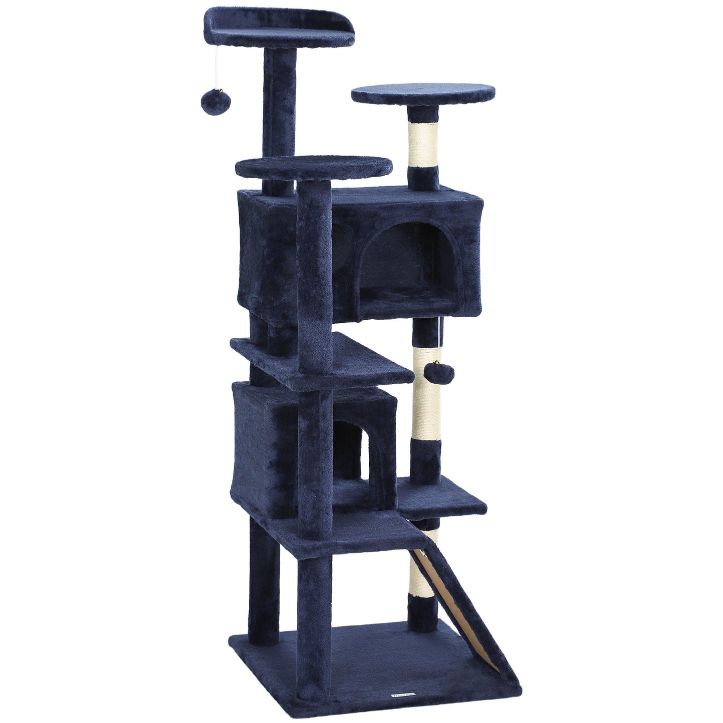 54" Cat Tree, Cat Tower for Indoor Cats with Scratching Posts, Cat Condos, Bed, Platforms, Ramp, Toy Ball, Cat Activity Center, Dark Blue
