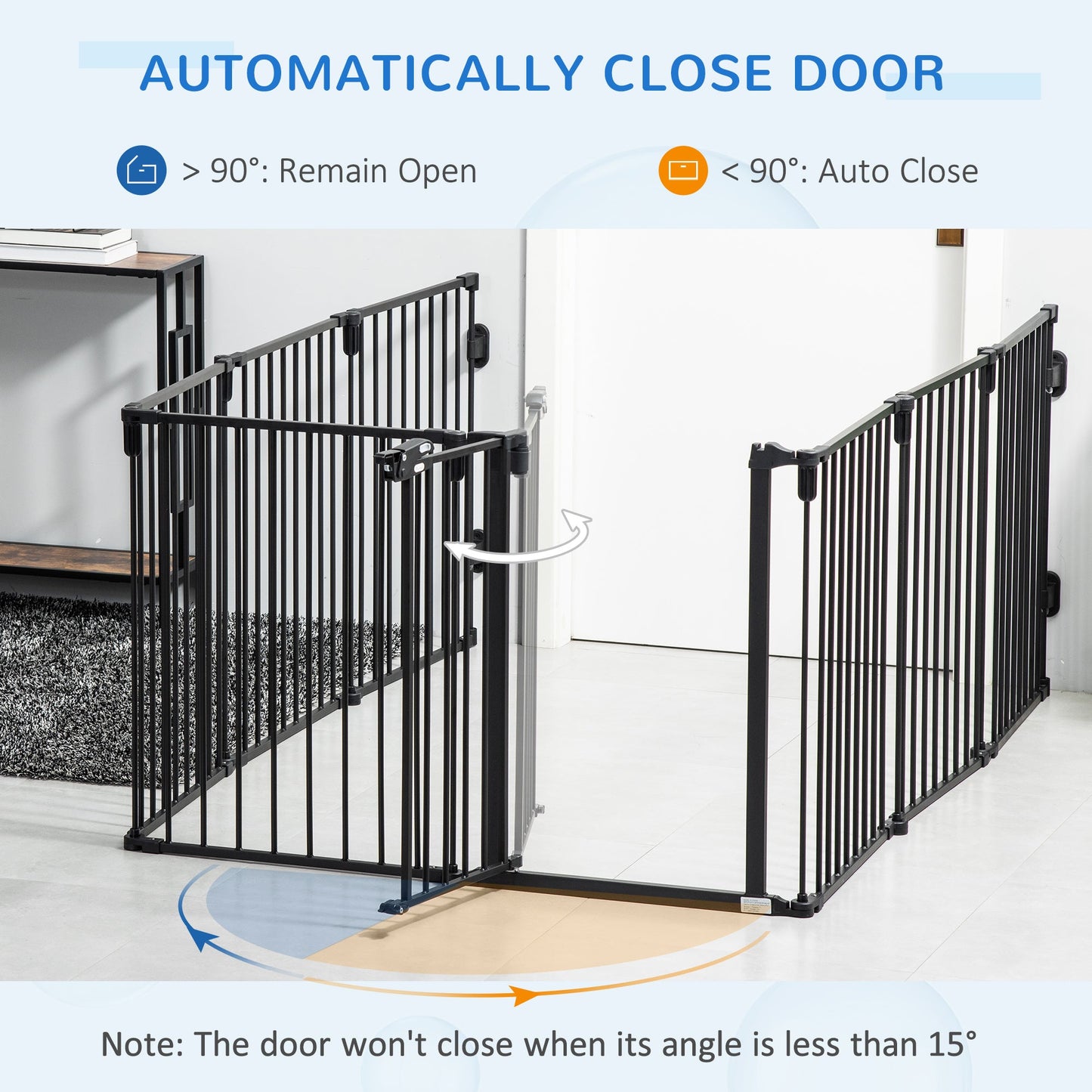 Dog Playpen DIY Adjustable, Puppy Play Pen Dog Fences Indoor with Automatically Close Lock, Pet Door for Doorway Stair, Fireplace Christmas Tree Barrier, 8-Panel, 30''H