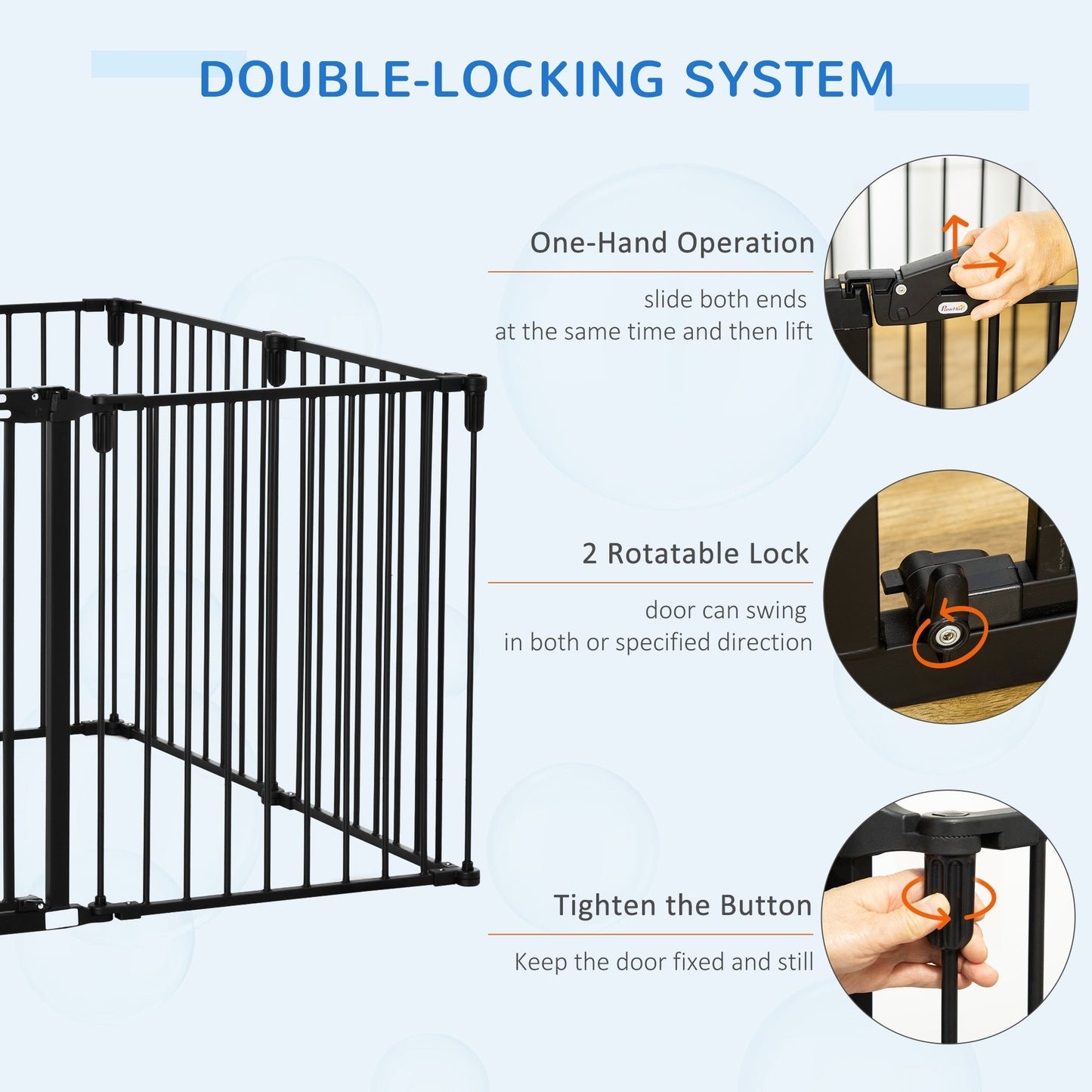 Dog Playpen DIY Adjustable, Puppy Play Pen Dog Fences Indoor with Automatically Close Lock, Pet Door for Doorway Stair, Fireplace Christmas Tree Barrier, 8-Panel, 30''H