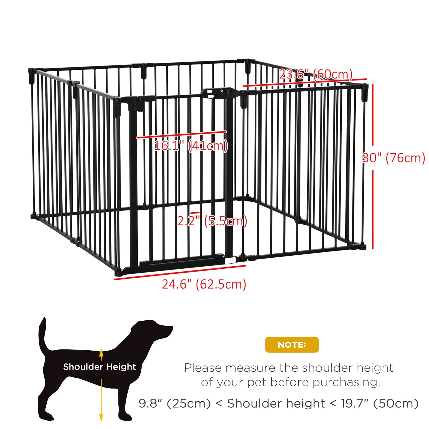 Dog Playpen DIY Adjustable, Puppy Play Pen Dog Fences Indoor with Automatically Close Lock, Pet Door for Doorway Stair, Fireplace Christmas Tree Barrier, 8-Panel, 30''H