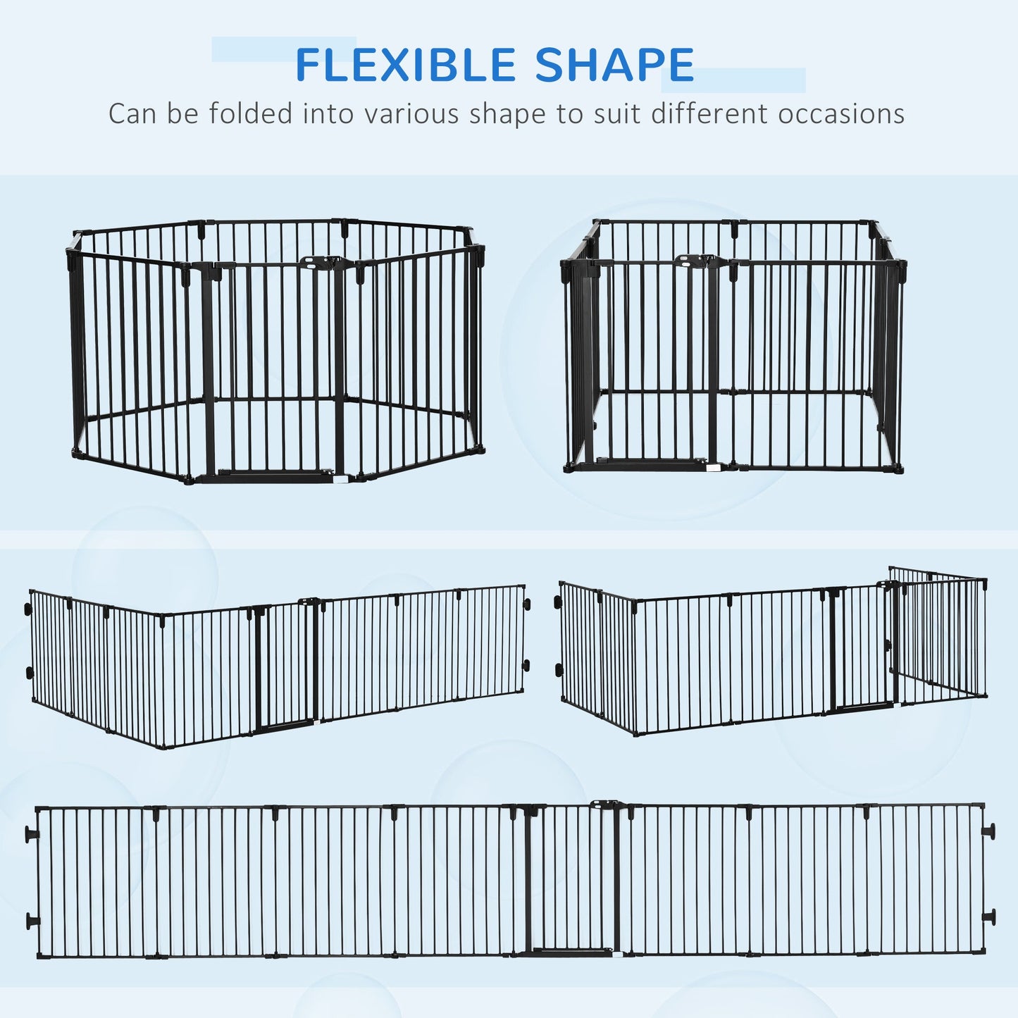 Dog Playpen DIY Adjustable, Puppy Play Pen Dog Fences Indoor with Automatically Close Lock, Pet Door for Doorway Stair, Fireplace Christmas Tree Barrier, 8-Panel, 30''H