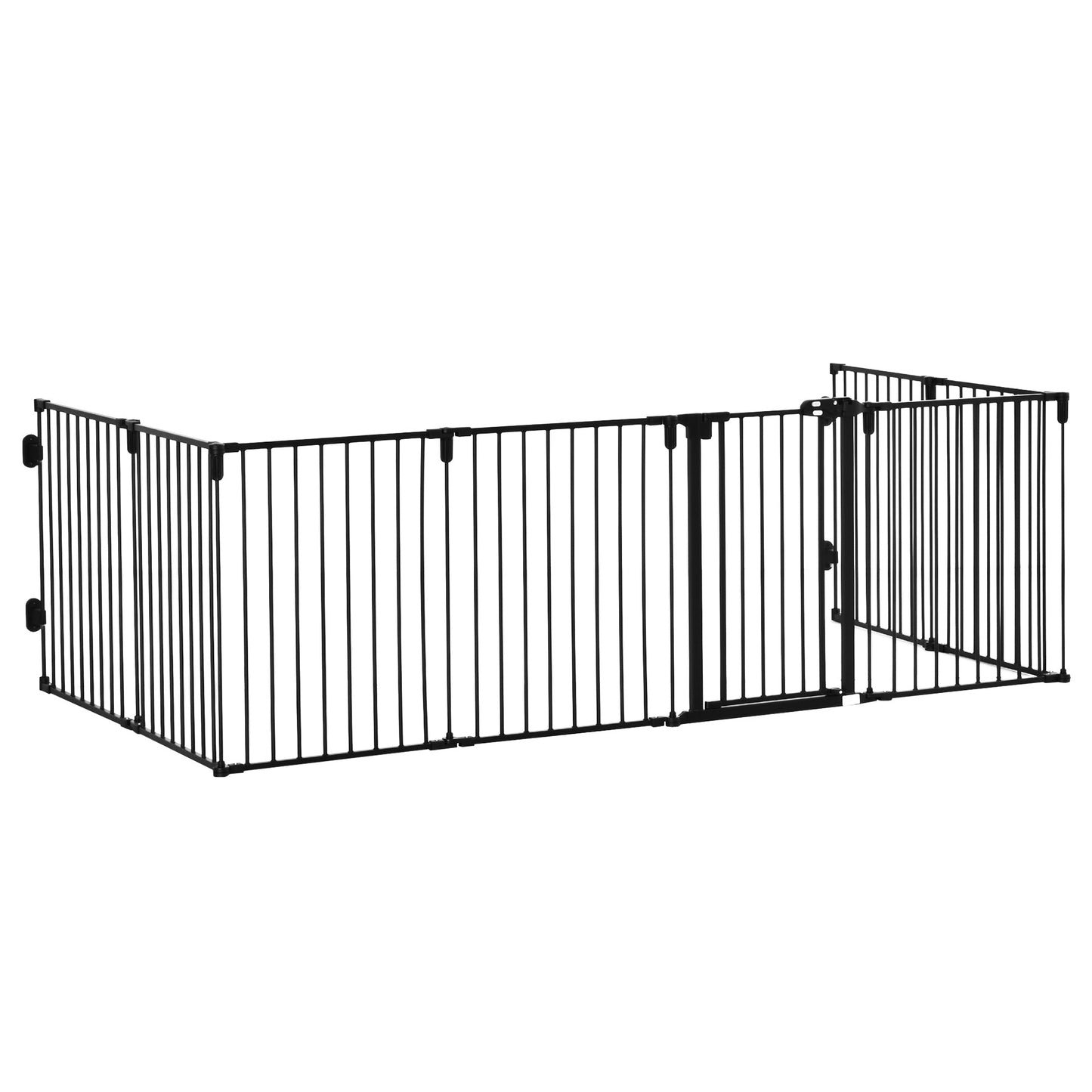 Dog Playpen DIY Adjustable, Puppy Play Pen Dog Fences Indoor with Automatically Close Lock, Pet Door for Doorway Stair, Fireplace Christmas Tree Barrier, 8-Panel, 30''H