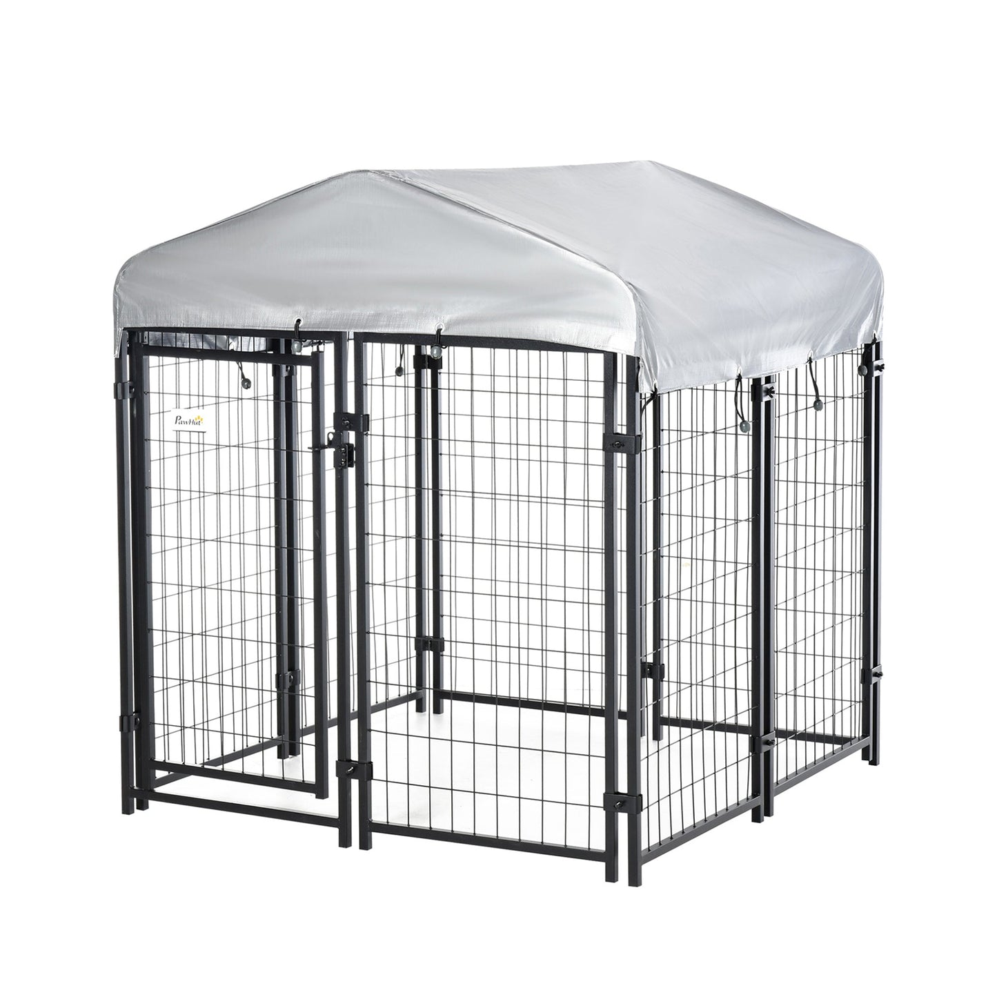 4' x 4' x 4.5' Large Outdoor Dog Kennel Run Steel Fence with UV-Resistant Oxford Cloth Roof & Secure Lock