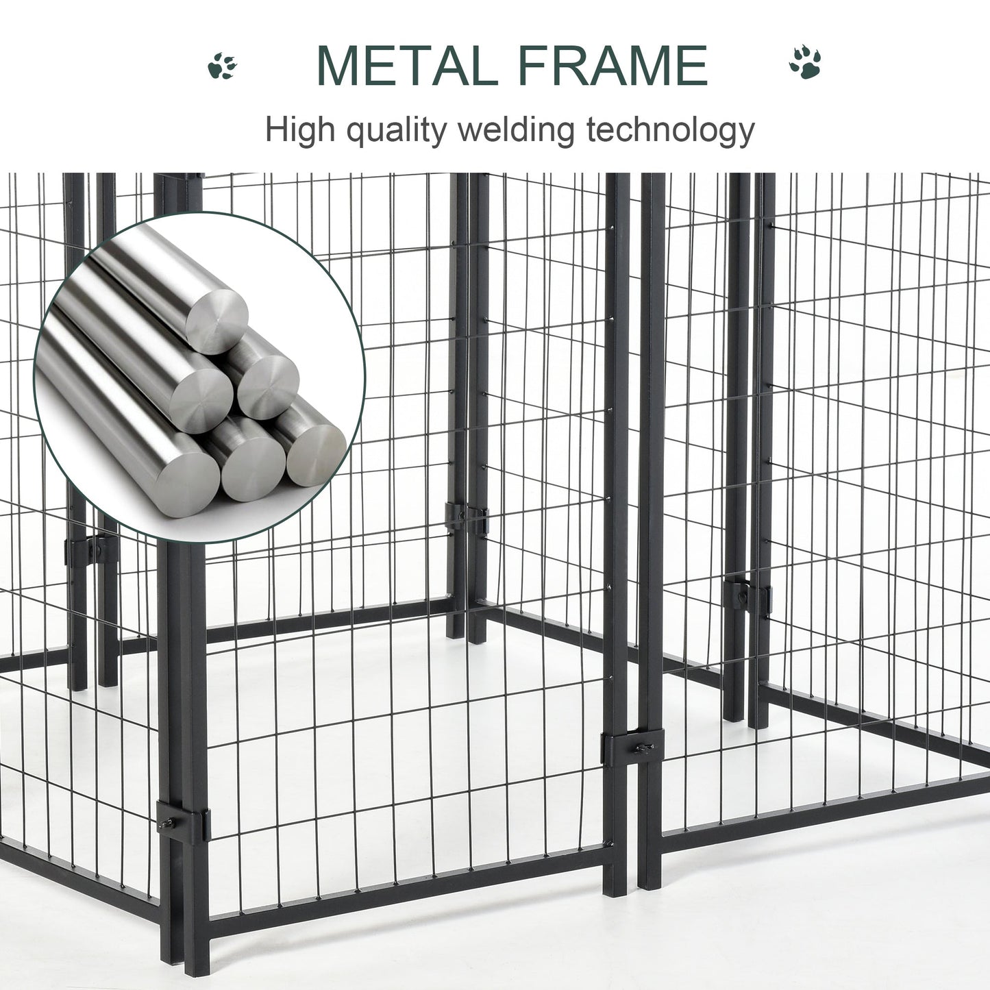 4' x 4' x 4.5' Large Outdoor Dog Kennel Run Steel Fence with UV-Resistant Oxford Cloth Roof & Secure Lock