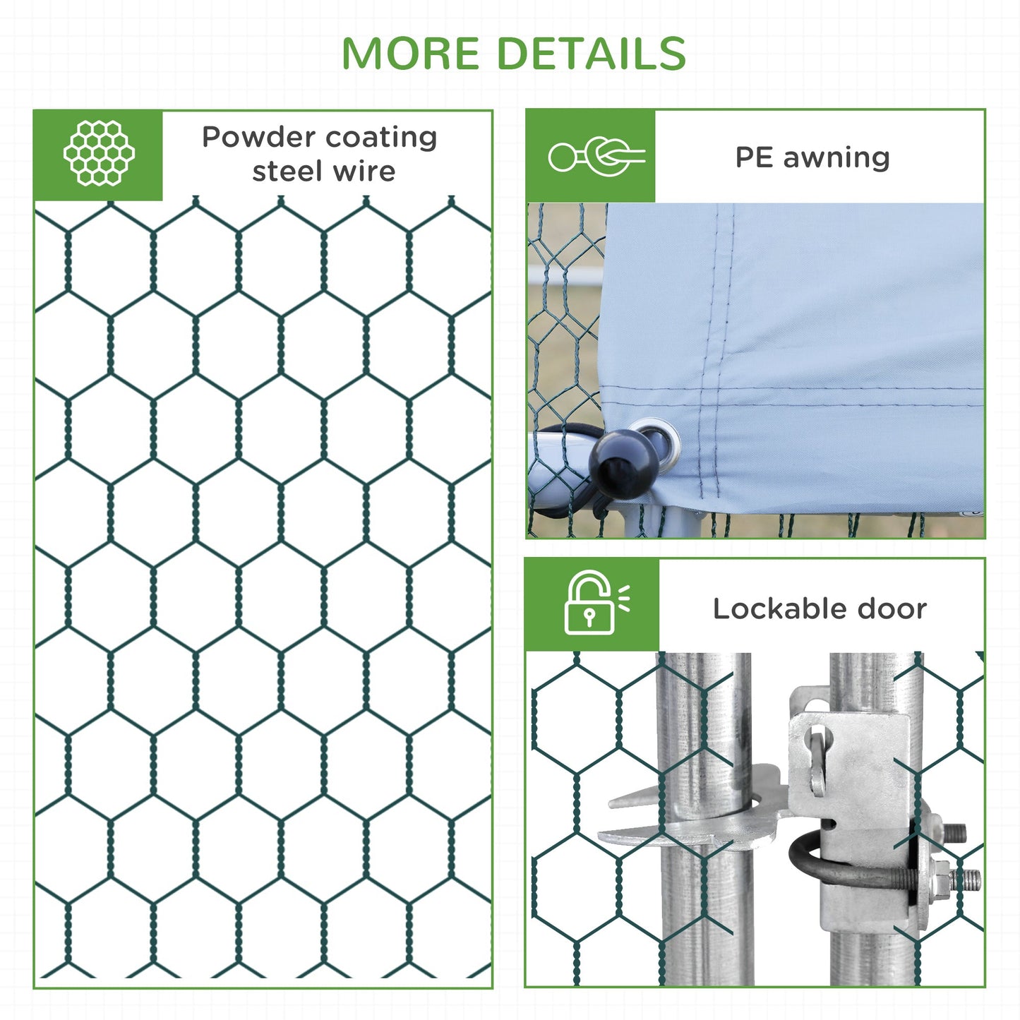 Metal Chicken Coop, Walk-in Large Chicken Run, Poultry Cage for Backyard Hen, Duck, Rabbit with Water- and UV-Protection Cover, for 12-18 Chickens, 9.8' x 19.7' x 6.6'