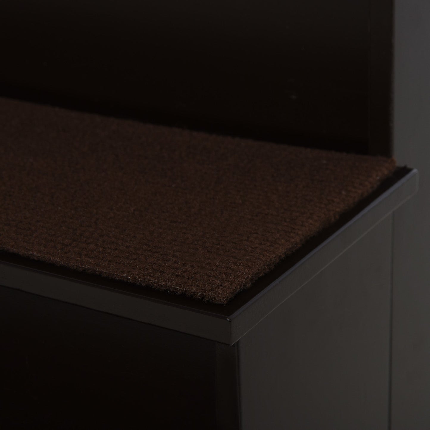 Pet Stairs Dog Steps for High Bed, 4 Levels Dog Stairs for Car, Wooden Cat Ladder with Non-Slip Carpet, 15.7" L x 23.2" W x 21.3" H, Dark Coffee