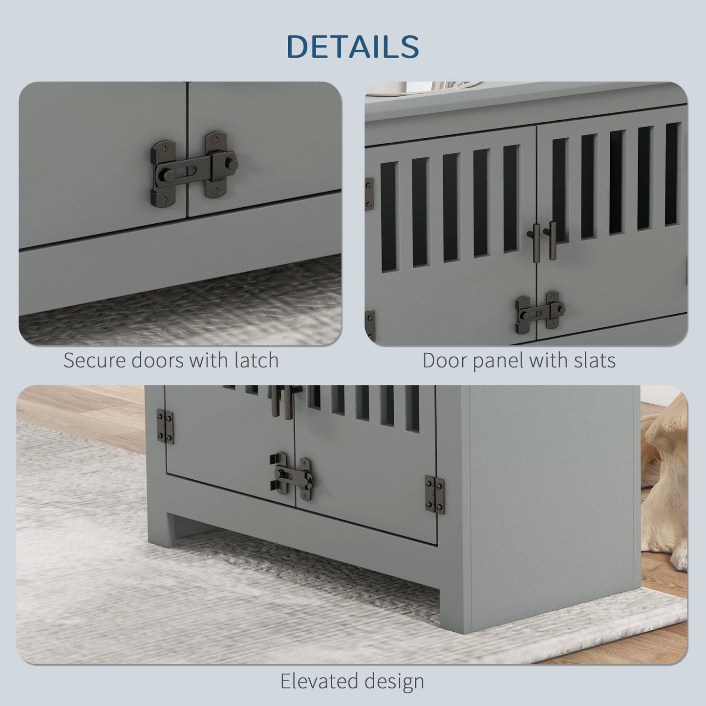 Raised Dog Bowls, Elevated Dog Feeder with 2 Stainless Bowls, Storage Cabinet, Door, for Extra Large Dogs, Grey