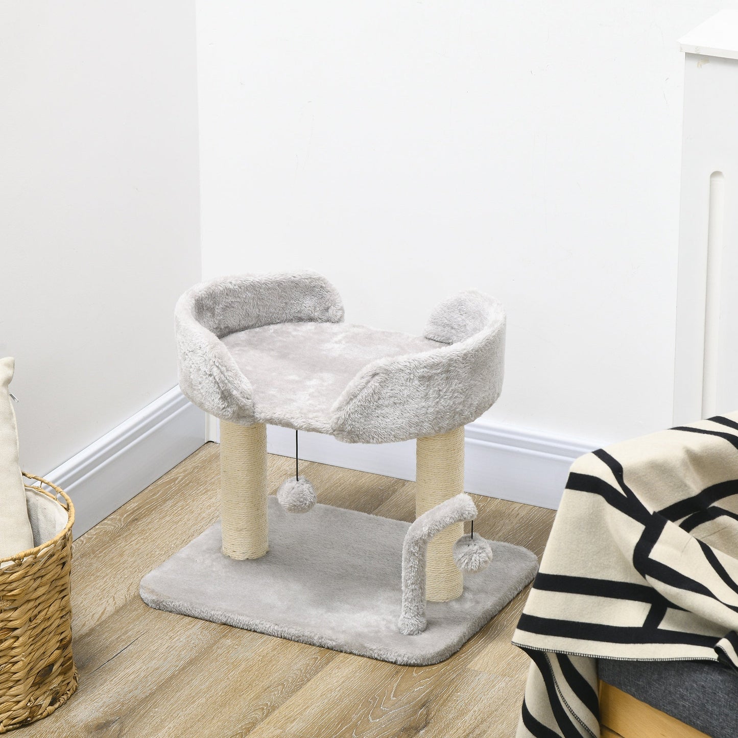 Cat Tree, 16.5" Small Cat Tower Condo for Indoor Cats with Sisal Scratching Posts, Top Perch, Dangling Balls, Cat Activity Centre, Light Grey