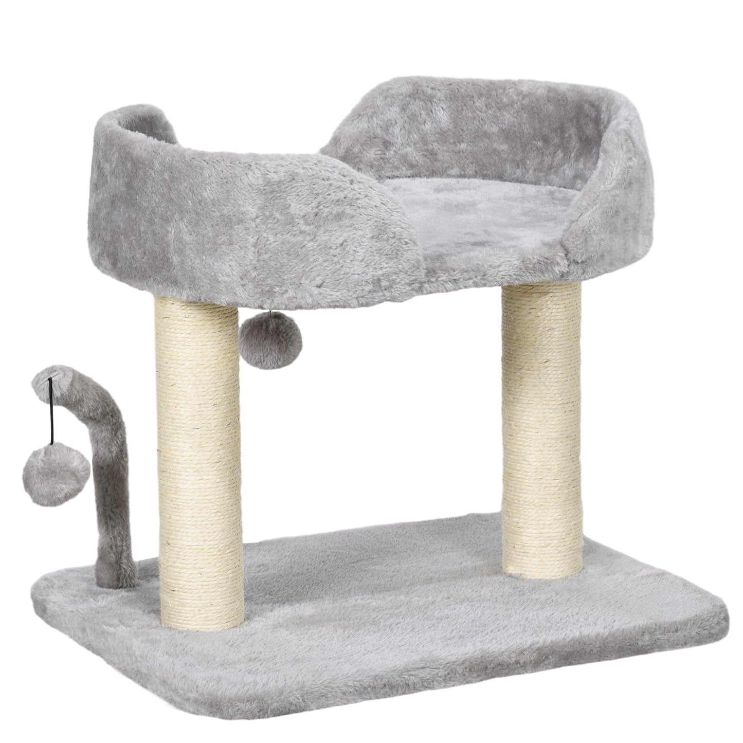Cat Tree, 16.5" Small Cat Tower Condo for Indoor Cats with Sisal Scratching Posts, Top Perch, Dangling Balls, Cat Activity Centre, Light Grey