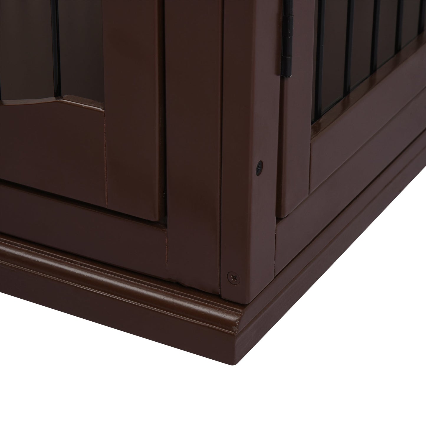 32" Wooden Dog Crate Furniture Dog Cage, Modern Side Table Pet Kennel with Double Lockable Door, 32" L x 23" W x 26" H, Brown
