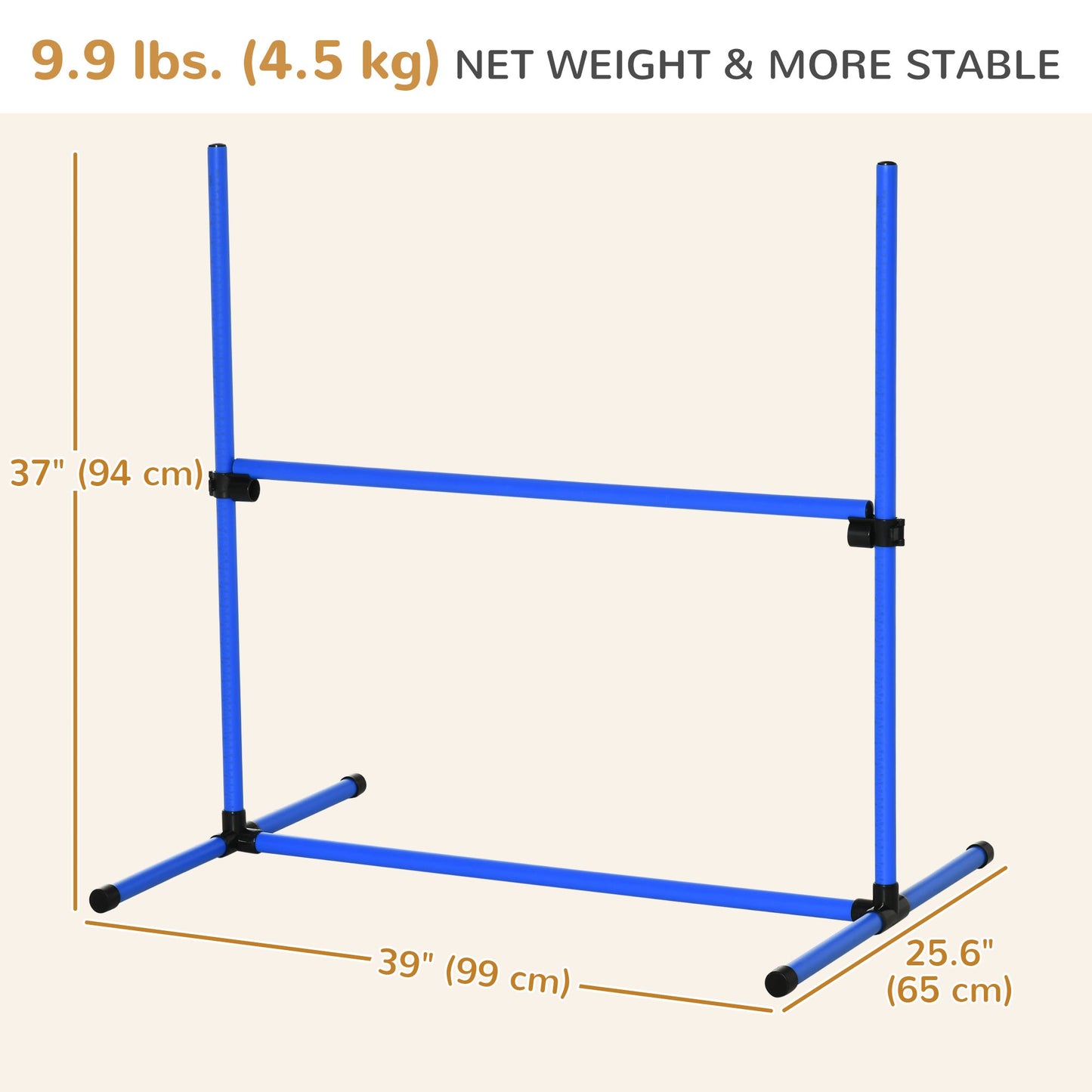 Large Size Dog Agility Training Equipment 4.5KG Net Wight, 4 PCS Adjustable Height Jump Bars, Obstacle Course Starter Kit for Large Medium Small Dog Puppy, Blue