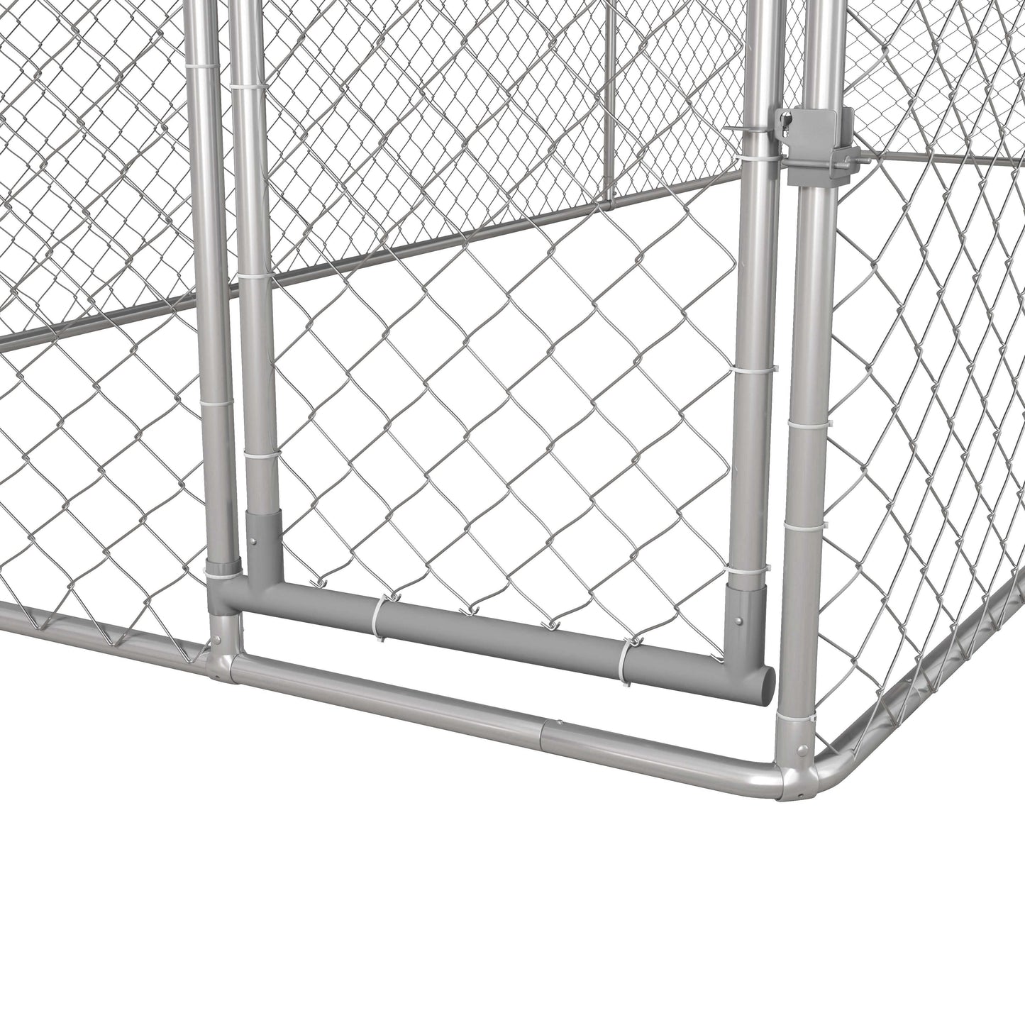 Outdoor Dog Kennel Dog Run with Waterproof, UV Resistant Cover for All-Sized Dogs, 19.7' x 7.5' x 7.5', Silver
