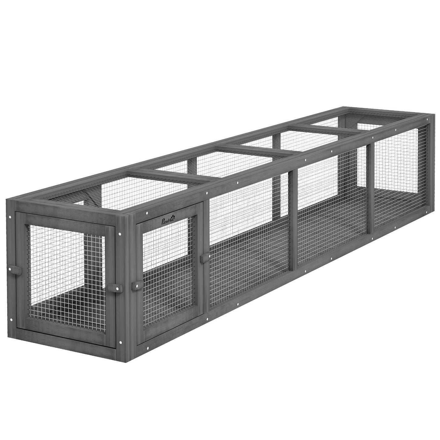 79" Long Cat Tunnel, Cat shelter L- Shape with Extendable Design, Cat Enclosure for Indoor/Outdoor Use with Weather Protection, Removable Door, Lead Grey